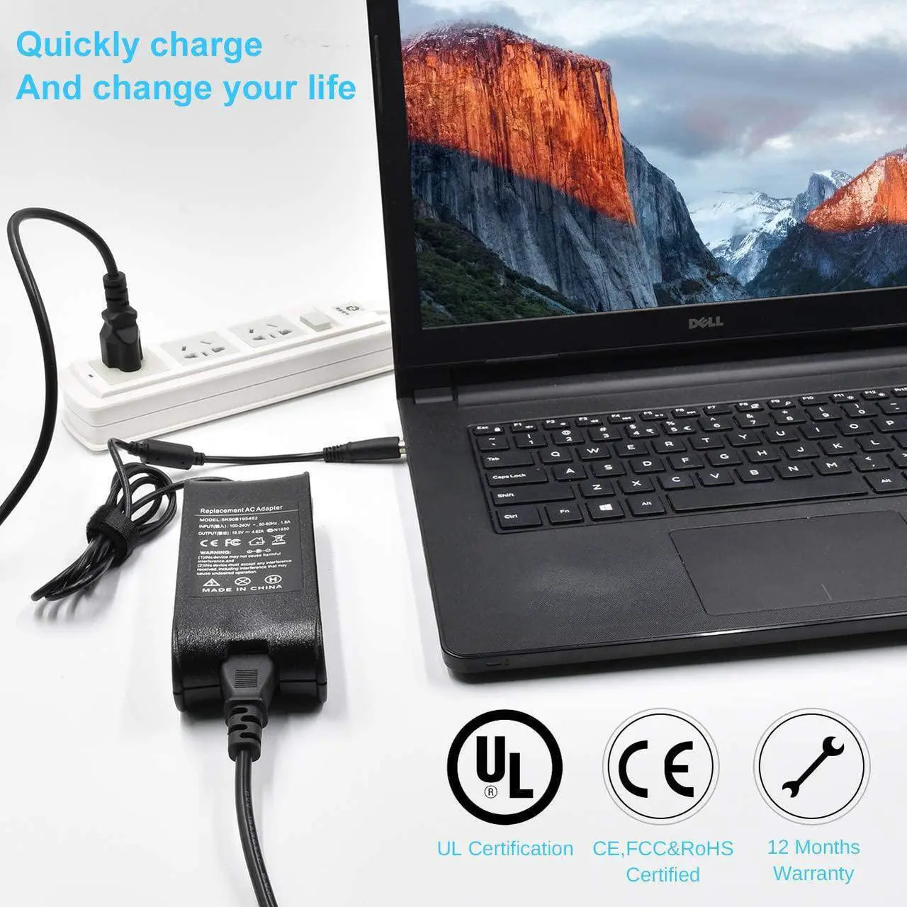 Alt view image 7 of 7 - N4010 65W AC Adapter Laptop Charger for Dell Inspiron N7010 N4110 N5110 N5010 N7110 14 3421 5421 14R 5437 5421 15 3521 3537 3531 15R 5521 17 3721 5748 17R 5737,Latitude E6320 E6420 Power Supply Cord