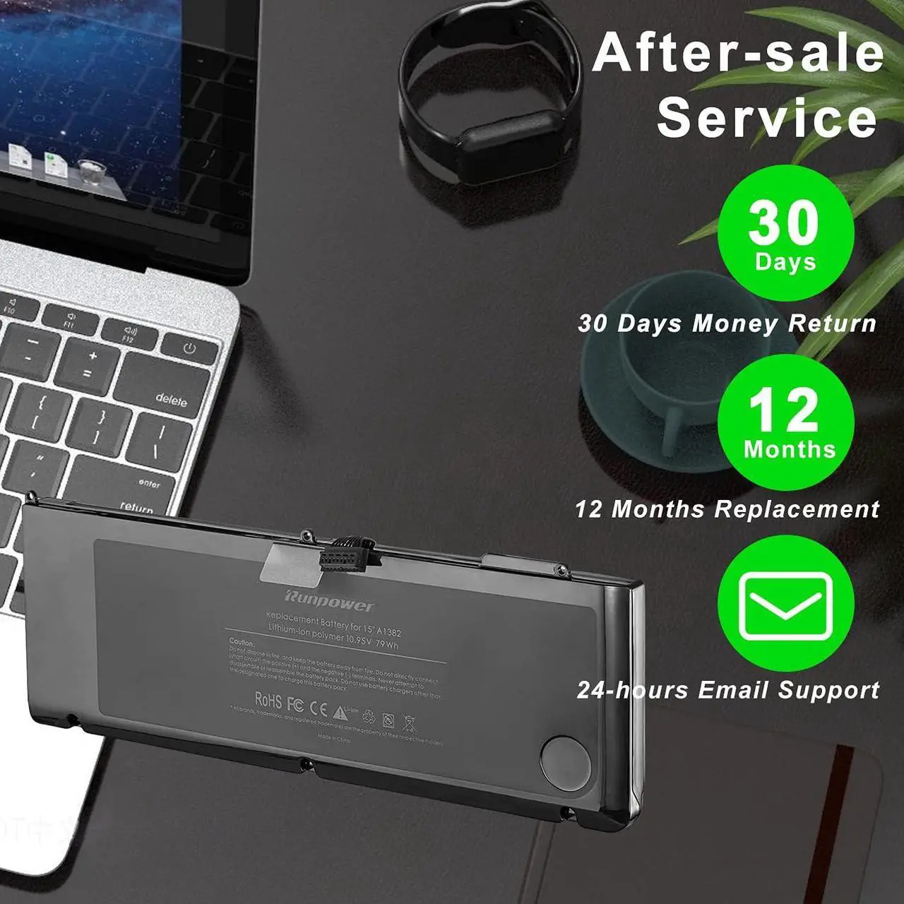 Alt view image 7 of 7 - Runpower New Laptop Battery for A1382 A1286 (only for Core i7 Early 2011 Late 2011 Mid 2012) Unibody MacBook Pro 15 inch[Li-Polymer]