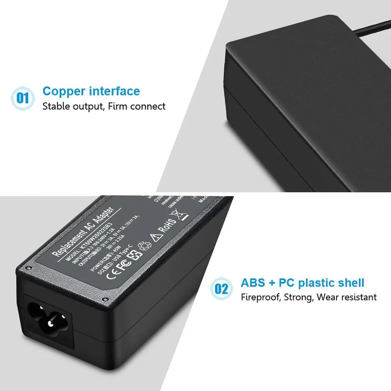 Alt view image 4 of 7 - 45W USB-C Type-C Laptop Charger Fit for HP Chromebook 14 13 14A 11 11A G6 G7 G8 EE Spectre x360 G5 Elite x2 12-c012dx 14-ca051wm 14-ca020nr PA-1450-78 PA-1450-80 A16-045N1A ADP-45PE B 12-f014dx