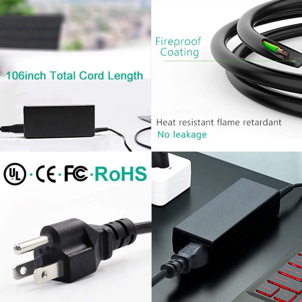 Alt view image 7 of 7 - New 90W AC Adapter Laptop Charger for HP Elitebook 8440p 8570p 6930p 2540p 8470p 2560p 6930p 8560p 8540w 2570p 8540p 2760p 2170p 8530w HP Pavilion G4 G6 G7 M6 DM4 DV4 DV5 Laptop Power Supply Cord