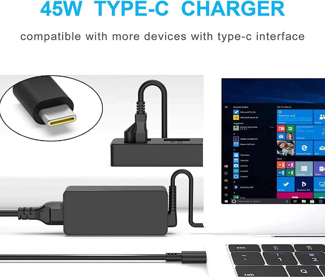 Alt view image 4 of 5 - 45W USB C   Replacement Hp Dell Lenovo Asus Acer Google chromebook Charger Fast Charging Type C AC Adapter Power Cord Supply
