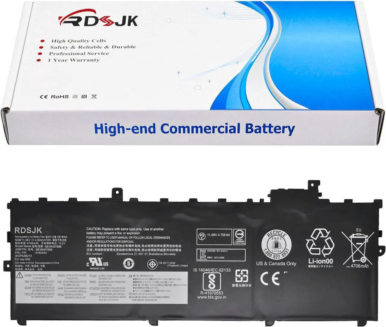 Main image of 01AV429 01AV430 01AV431 01AV494 Laptop Battery for Lenovo ThinkPad X1 Carbon 5th Gen 2017 6th Gen 2018 Series SB10K97586 SB10K97587 SB10K97588 11.58V 57Wh