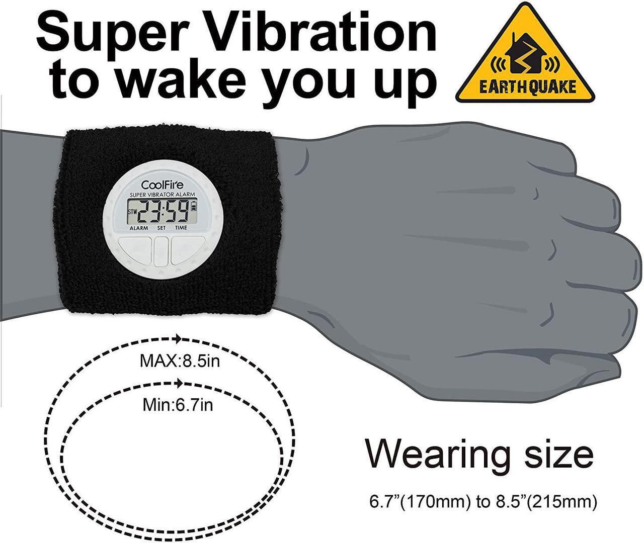 Alt view image 4 of 6 - Vibrating Alarm Clock - Silent Alarm Wristband Vibrating Alarm Watch. Silent Wrist Shock Alarm Clock. Vibration Alarm Bracelet, Alarm Clock for Sleepers & Smart Alarm Clock USB (Black)