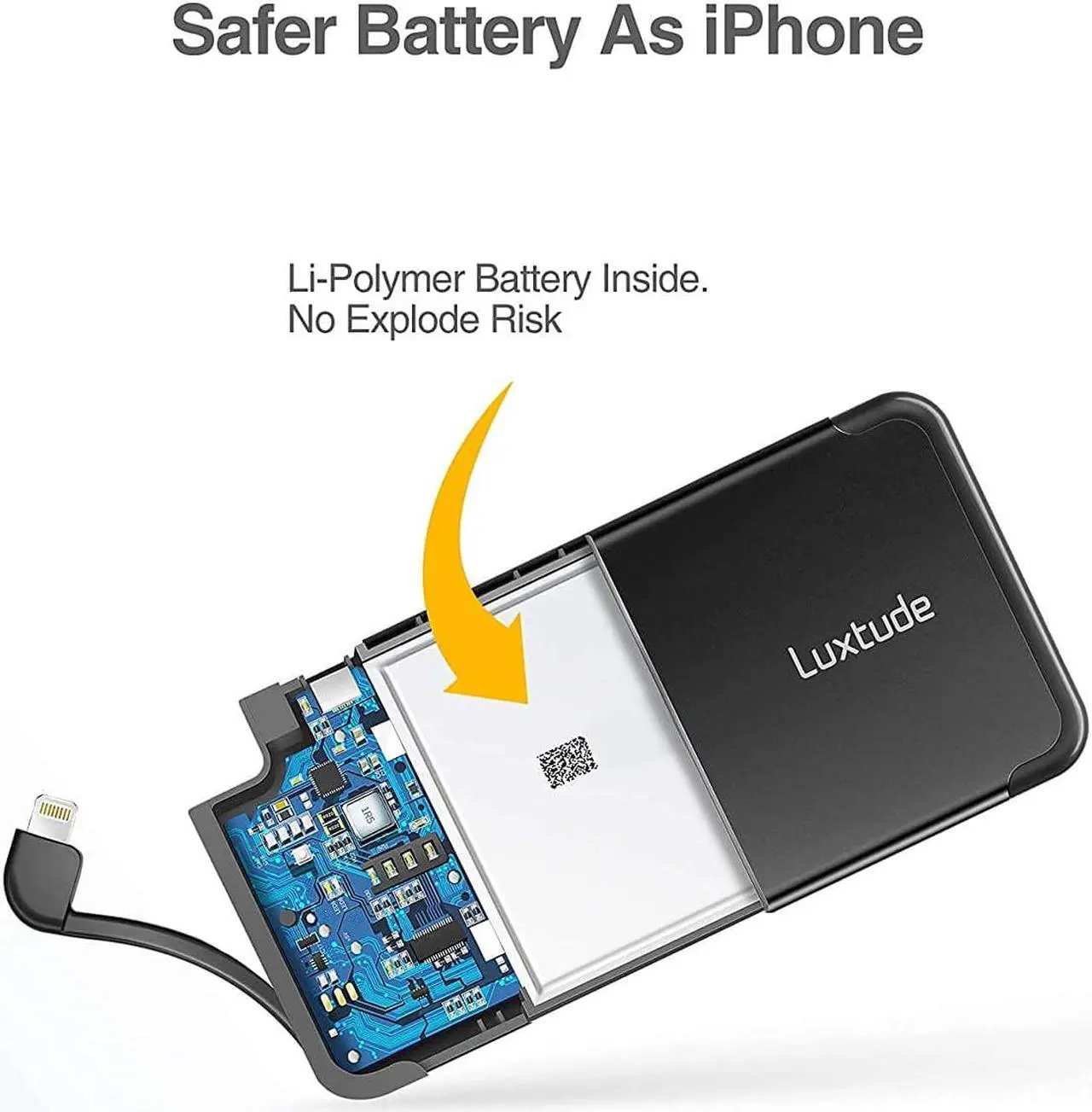 Alt view image 7 of 7 - Luxtude 5000mAh Portable Charger iPhone Built in Lightning Cable (MFi Apple Certified), Ultra Slim External Battery Pack, Fast Charge Power Bank for iPhone 14/13/12/11 Pro/X/XR/XS Max/10/8/7/6S etc.