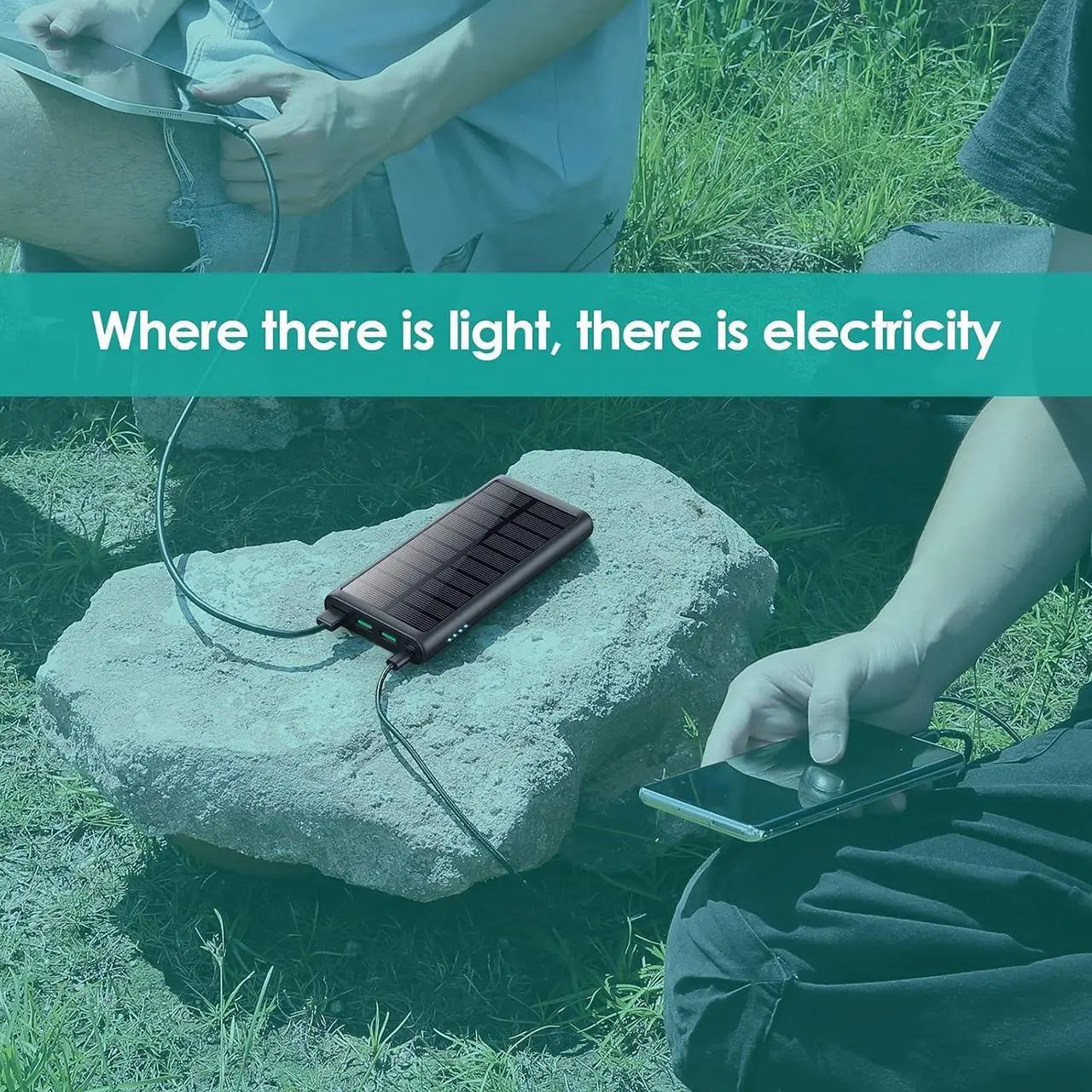 Alt view image 4 of 6 - 5 in 1 Wireless Portable Charger Power Bank,36800mAh 5 Output Dual QC4.0 25W PD USB C Battery Pack,15W Wireless Fast Charging,IP65 Solar Charger Compatible with iPhone14,13,12 Series,Samsung,iPad etc