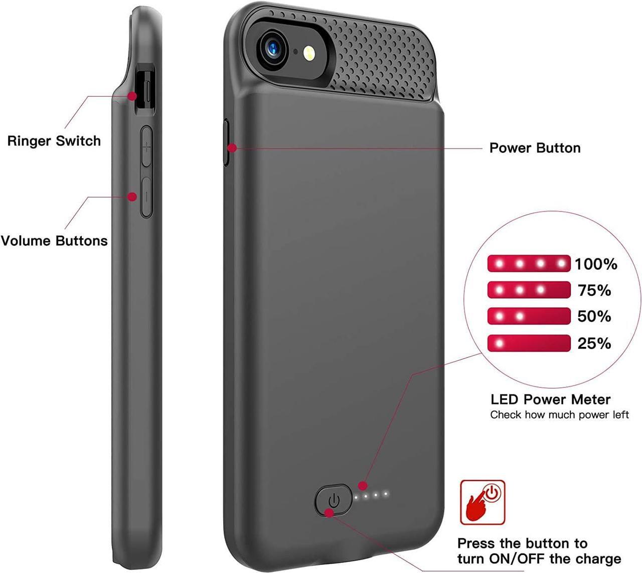 Alt view image 4 of 6 - BOPPS Battery Case for iPhone 8/7/6s/6/SE(2022/2020), Powerful 6000mAh Ultra Slim iPhone Charging Case 360°Protection Rechargeable Extended Battery Charger Case for iPhone 8/7/6s/6/SE(3rd and 2nd Gen)
