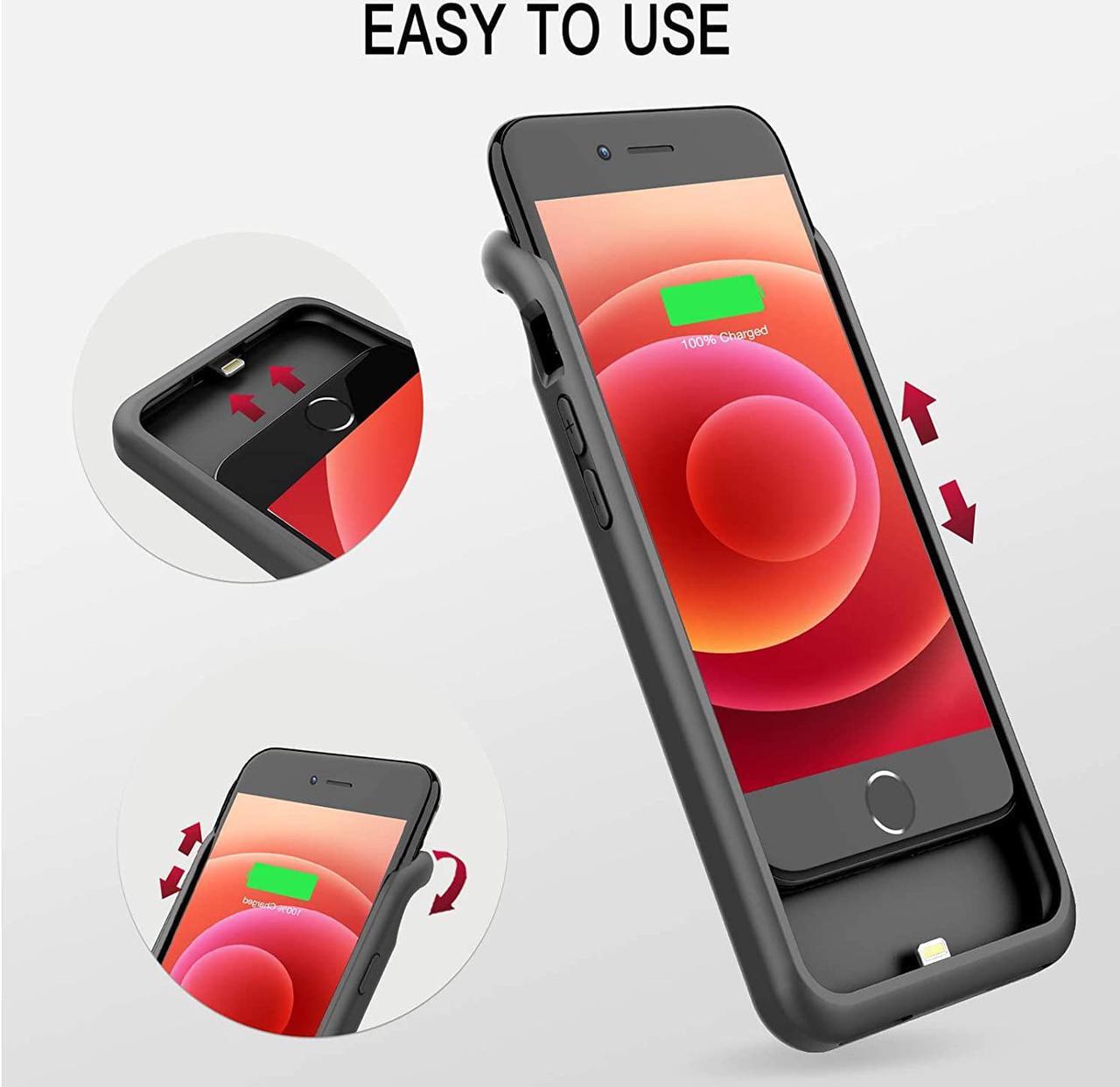 Alt view image 5 of 6 - BOPPS Battery Case for iPhone 8/7/6s/6/SE(2022/2020), Powerful 6000mAh Ultra Slim iPhone Charging Case 360°Protection Rechargeable Extended Battery Charger Case for iPhone 8/7/6s/6/SE(3rd and 2nd Gen)