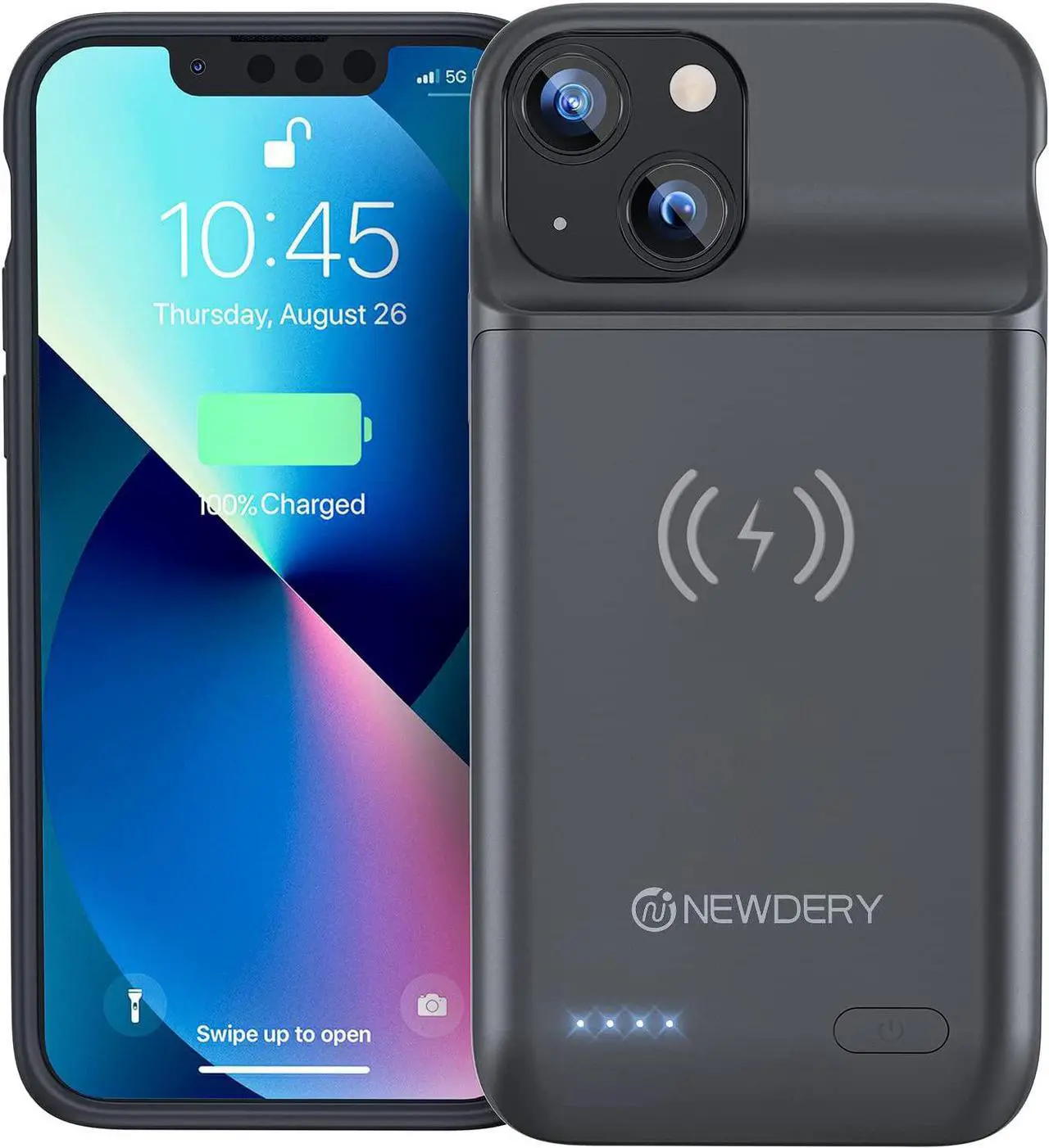 Main image of NEWDERY Battery Case for iPhone 13 mini/12 Mini, 4700mAh Portable Rechargeable Battery Pack, Wireless Charging Case Extended Battery Charger Case for iPhone 13 Mini (5.4")