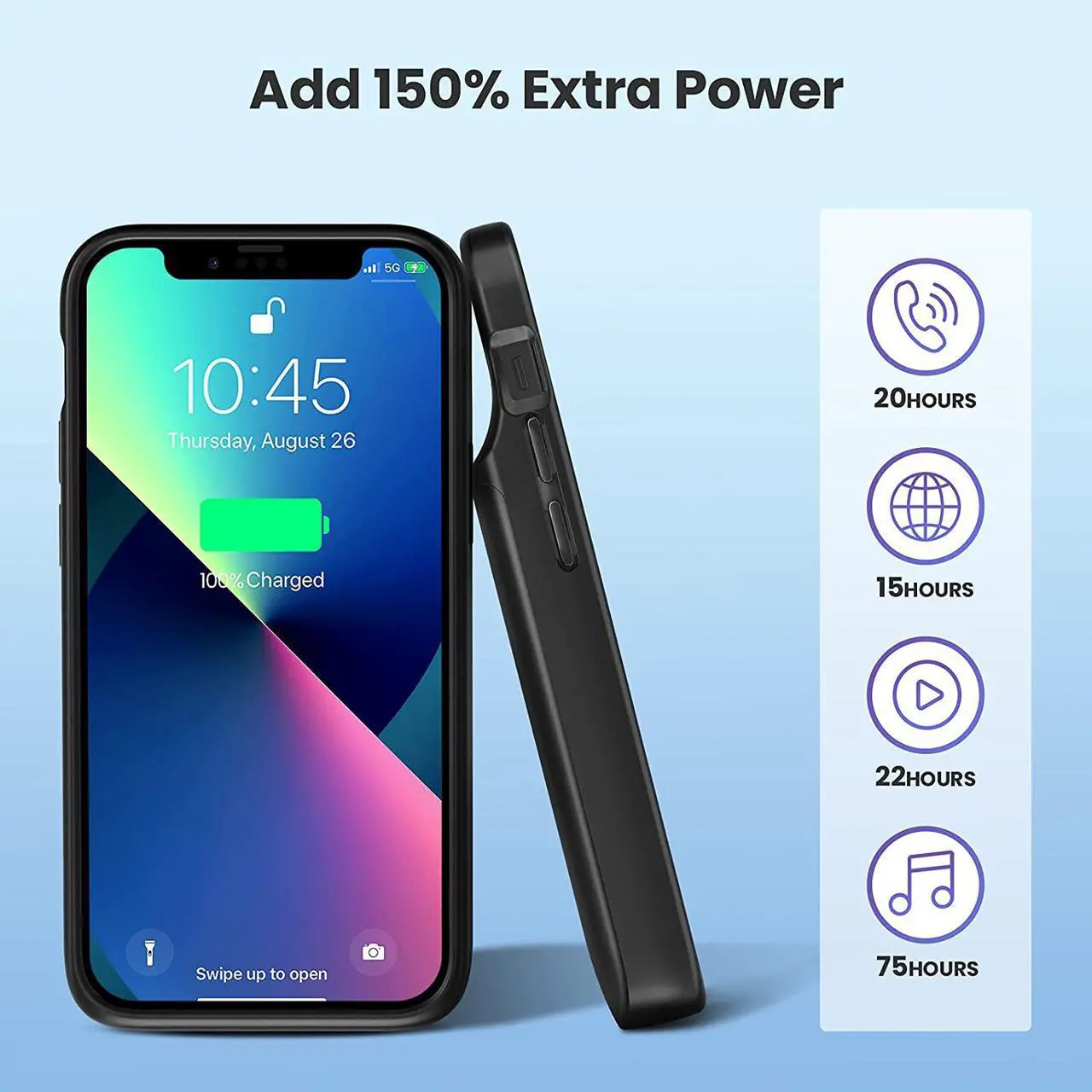 Alt view image 3 of 7 - NEWDERY Battery Case for iPhone 13 mini/12 Mini, 4700mAh Portable Rechargeable Battery Pack, Wireless Charging Case Extended Battery Charger Case for iPhone 13 Mini (5.4")