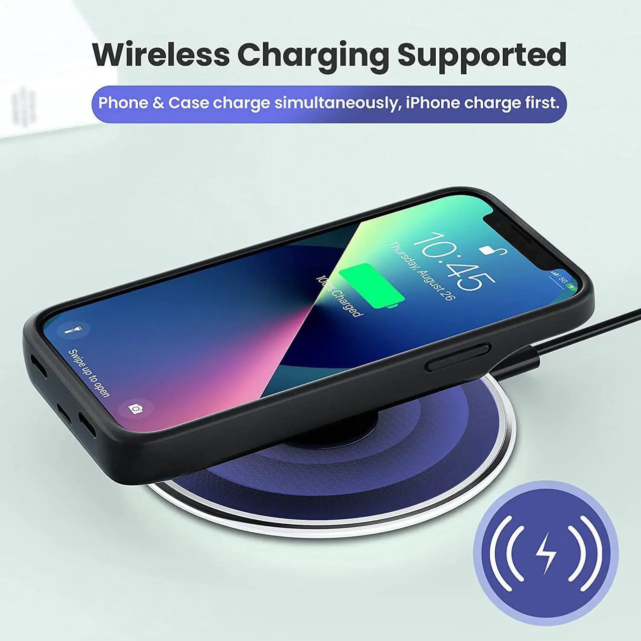 Alt view image 4 of 7 - NEWDERY Battery Case for iPhone 13 mini/12 Mini, 4700mAh Portable Rechargeable Battery Pack, Wireless Charging Case Extended Battery Charger Case for iPhone 13 Mini (5.4")