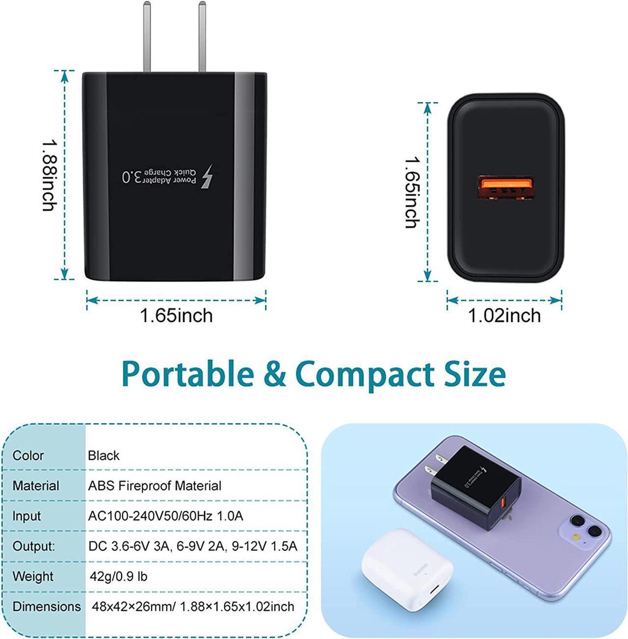 Alt view image 7 of 7 - Adaptive Fast Charger Android Charger for Samsung Galaxy S7 Edge S6 S5 J3 J3V J7 J7V J5,Moto G5 G4 E6 E5 E4,LG Stylo 3 2 G4 K50 K40 K22 K20,Tablet,Android Phone,HTC, 3ft Fast Charging Micro USB Cable