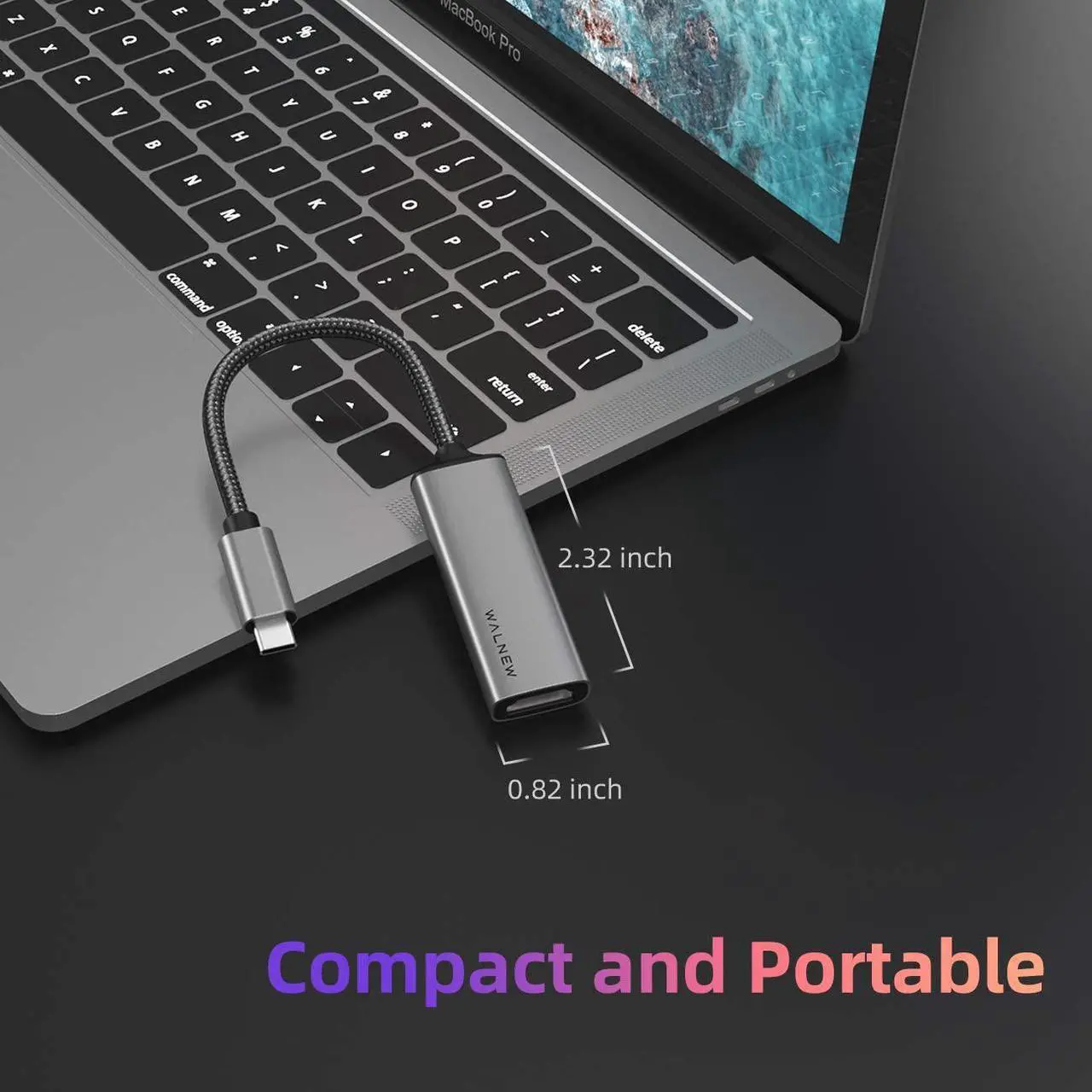 Alt view image 5 of 7 - USB C to HDMI Adapter (4K@60Hz), WALNEW USB Type-C to HDMI Adapter (Thunderbolt 3 Compatible), HDMI to USB C Adapter for MacBook Pro/Air, iPad Pro, Pixelbook, Dell XPS, Samsung Galaxy and More (Gray)