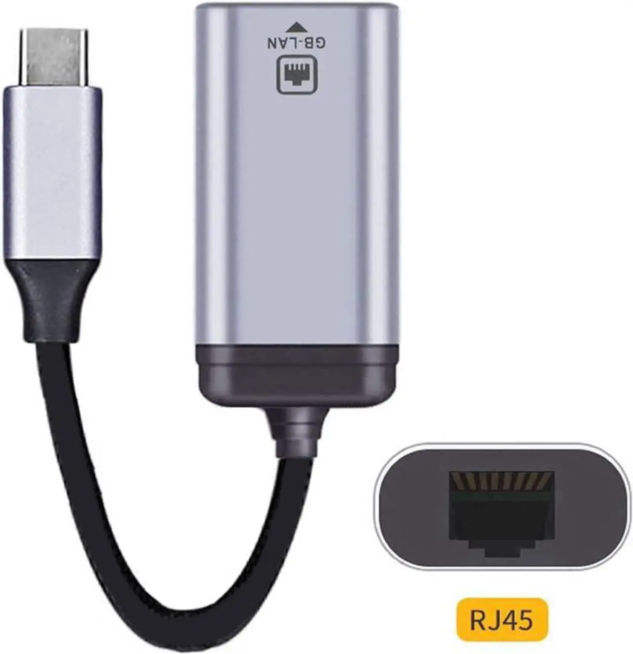 Alt view image 7 of 7 - LAN Cable Adapter for Laptop Type C USB C USB 3.1 Male to 1000Mbps Gigabit Ethernet Network Female