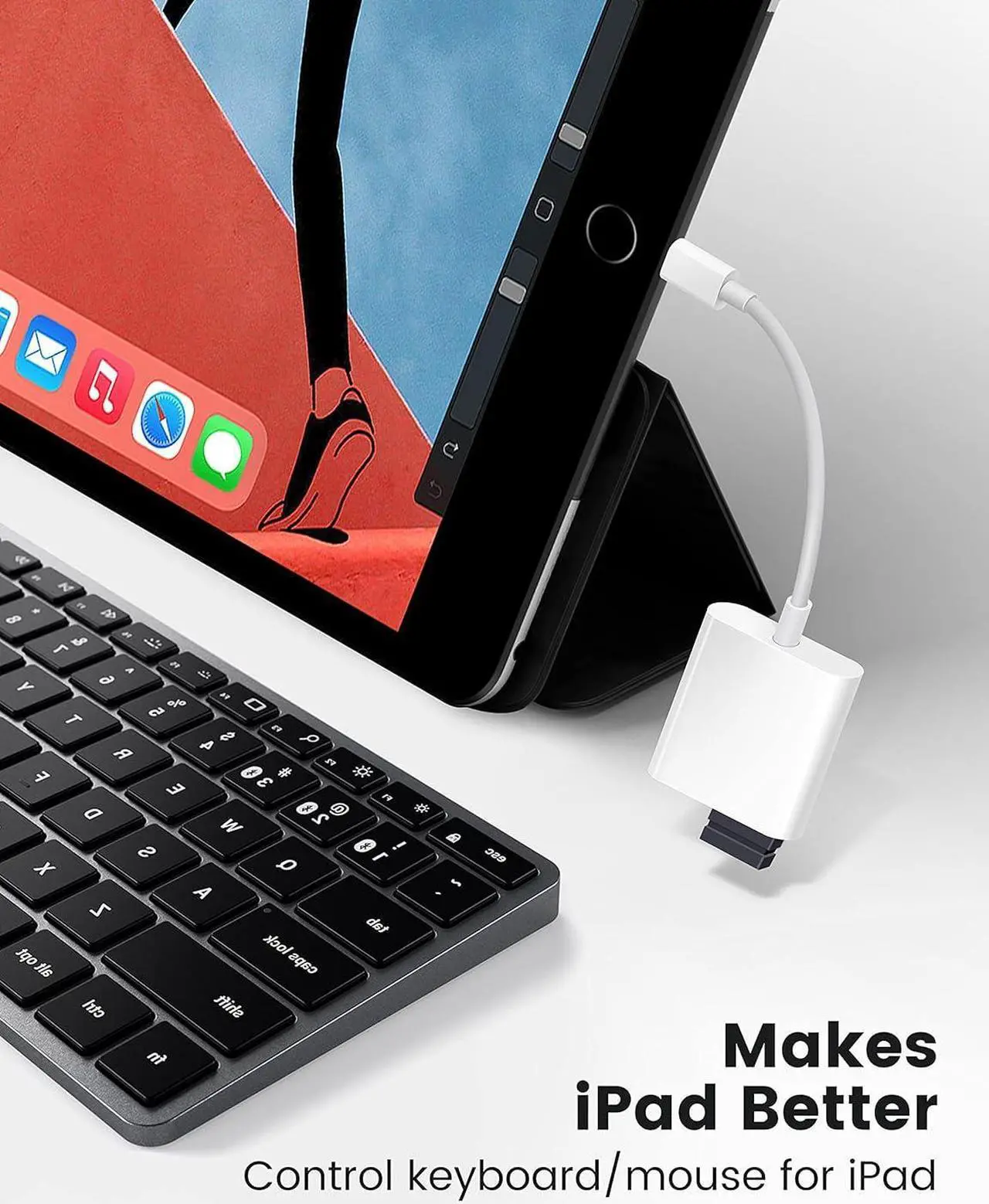 Alt view image 4 of 7 - USB Adapter for iPad/iPhone USB Female Adapter USB OTG Data Sync Cable Supports USB Flash Drives Memory SD Card Readers MIDI Players Mouse Keyboards Plug&Play