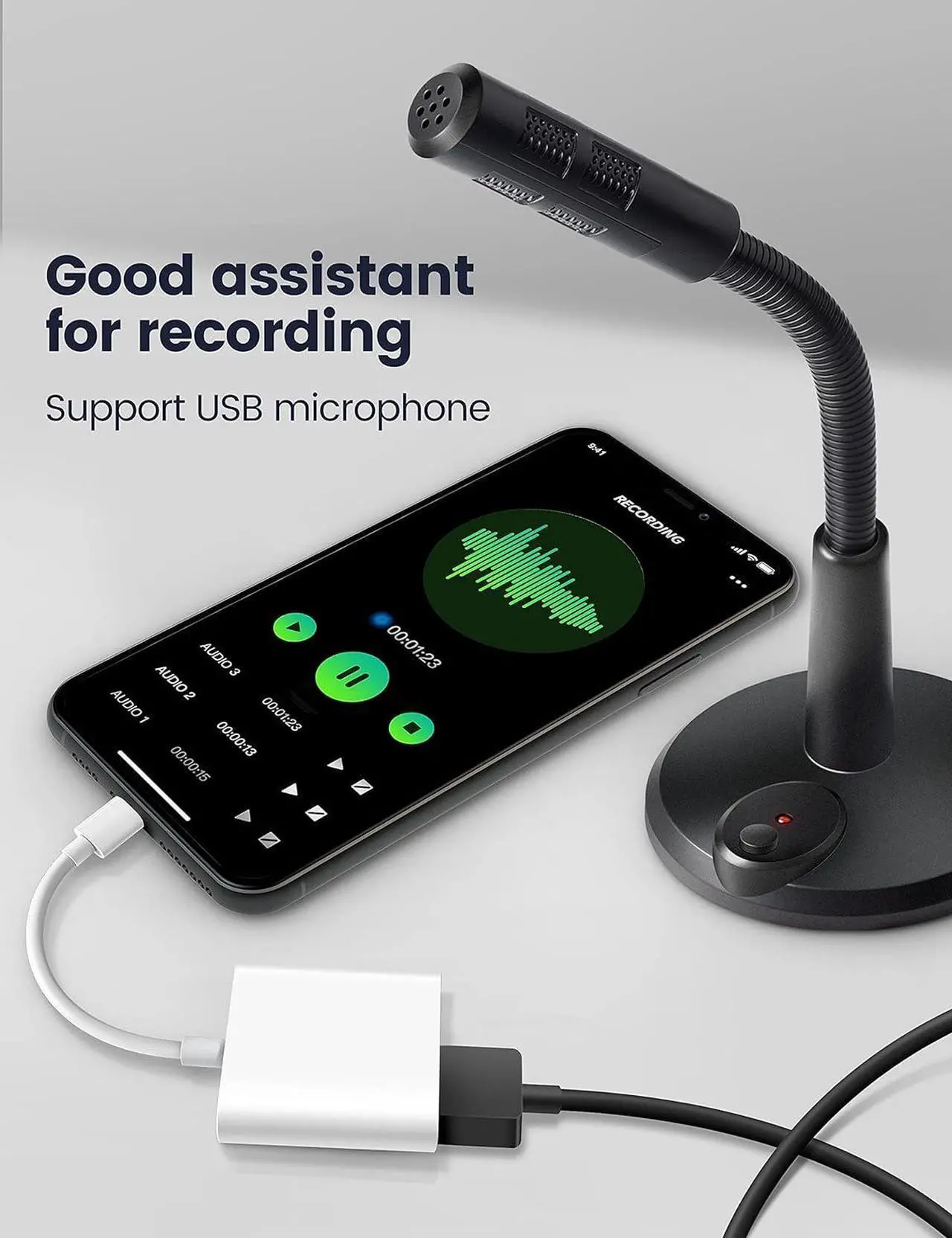 Alt view image 7 of 7 - USB Adapter for iPad/iPhone USB Female Adapter USB OTG Data Sync Cable Supports USB Flash Drives Memory SD Card Readers MIDI Players Mouse Keyboards Plug&Play