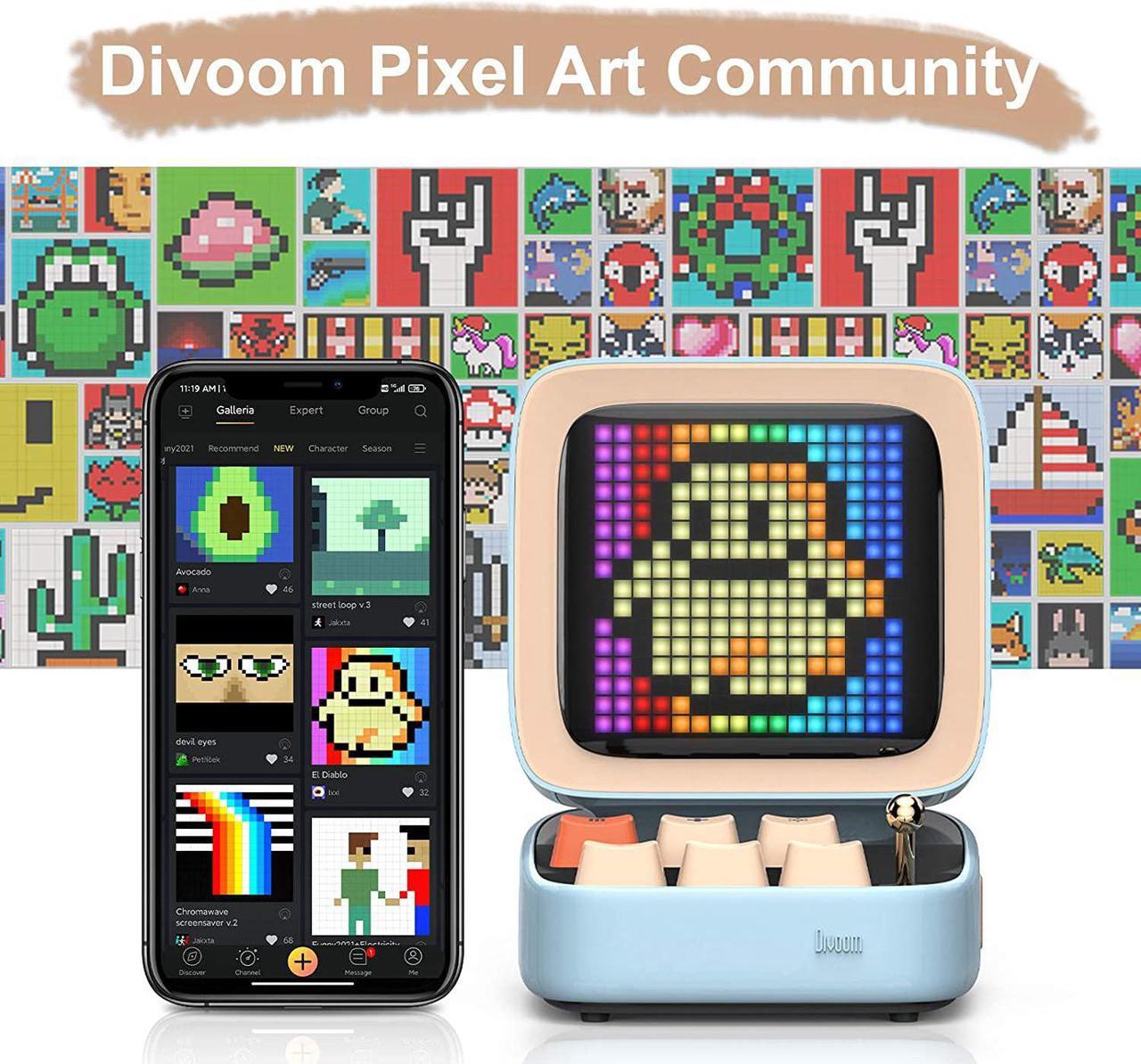 Alt view image 4 of 6 - Divoom Ditoo Retro Pixel Art Game Bluetooth Speaker with 16X16 LED App Controlled Front Screen (Blue) \u2026