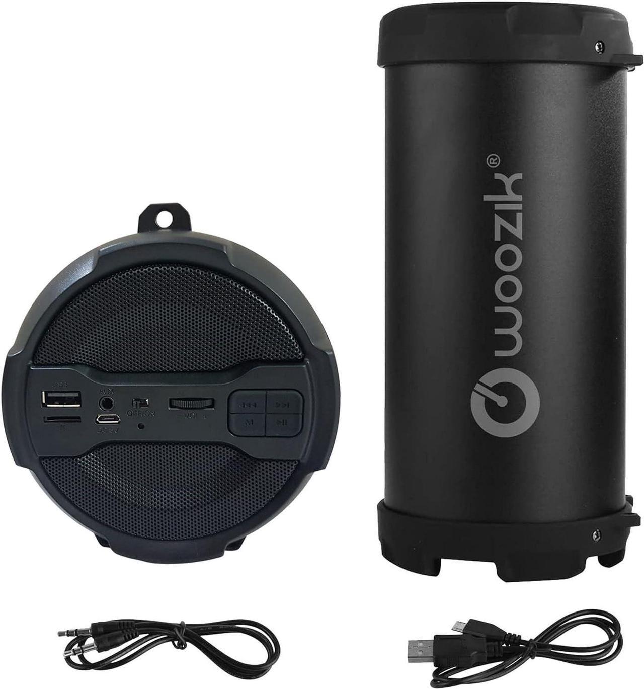 Alt view image 3 of 6 - WOOZIK Rockit Go / S213 Bluetooth Speaker, Wireless Boombox Indoor/Outdoor with FM Radio,Micro SD Card, USB, AUX 3.5mm Support, Rechargeable Battery, Strap for Travel, Great for Parties! - Black
