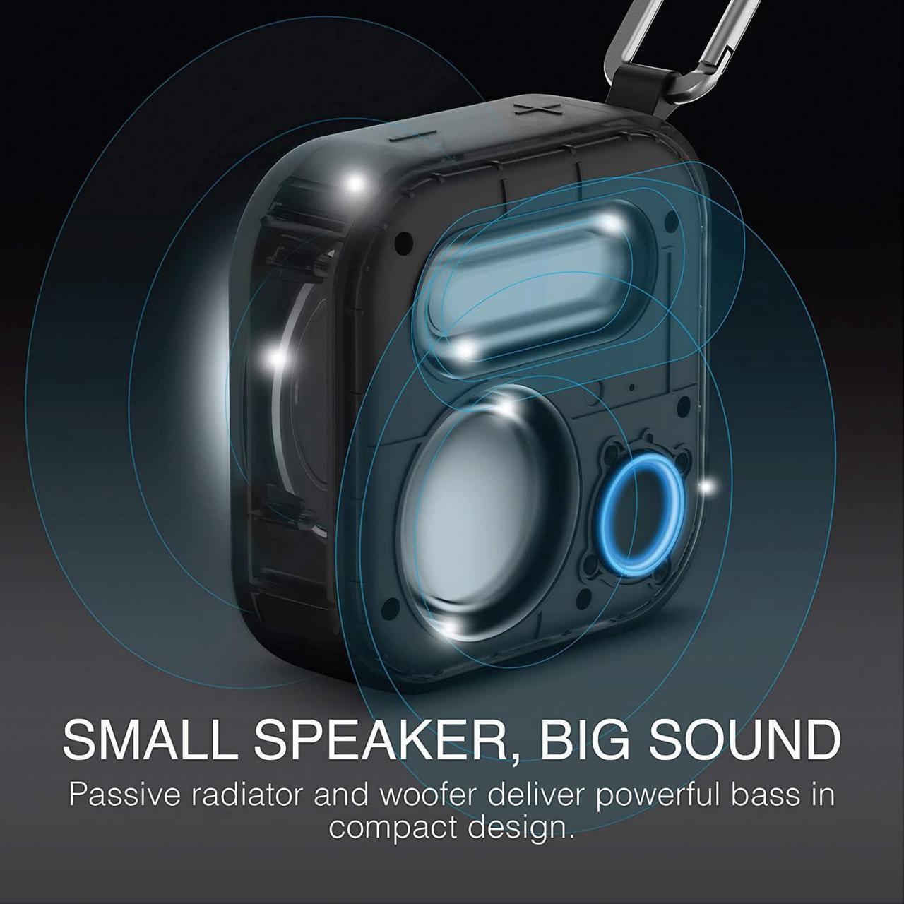 Alt view image 2 of 6 - Brookstone Bluetooth Speakers, IPX7 Waterproof Indoor and Outdoor Speaker, Portable Speakers, Computer Speakers for Desktop Monitors, Tap to Link Multiple Speakers, Carabiner Clip Included