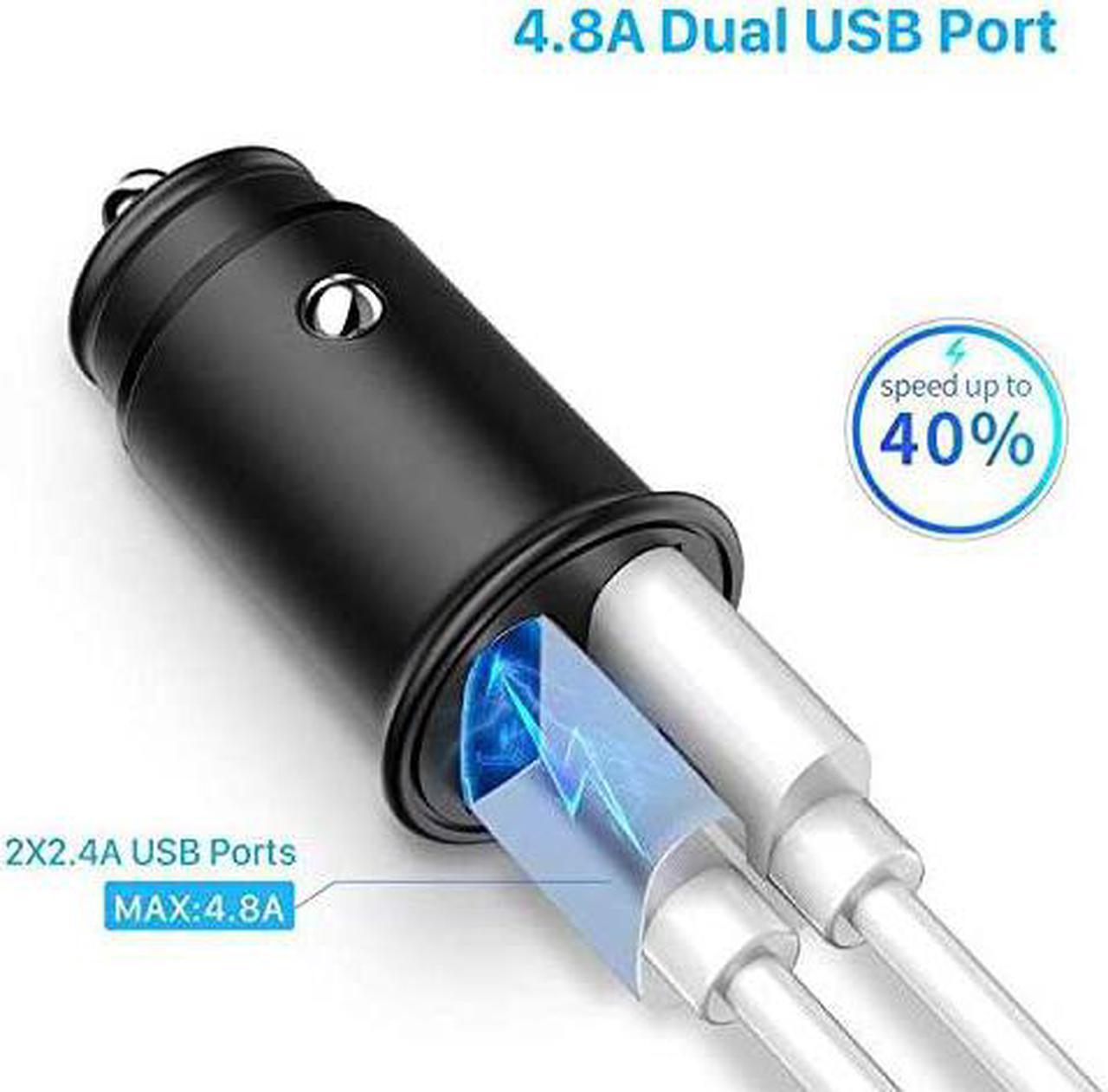 Alt view image 3 of 7 - BoxWave Car Charger Compatible with Panasonic Lumix S5IIX (DC-S5M2X) - Minimus Car Charger with DirectSync Cable (4W), Tiny Small Minimal Compact Dual Car Charger - Jet Black