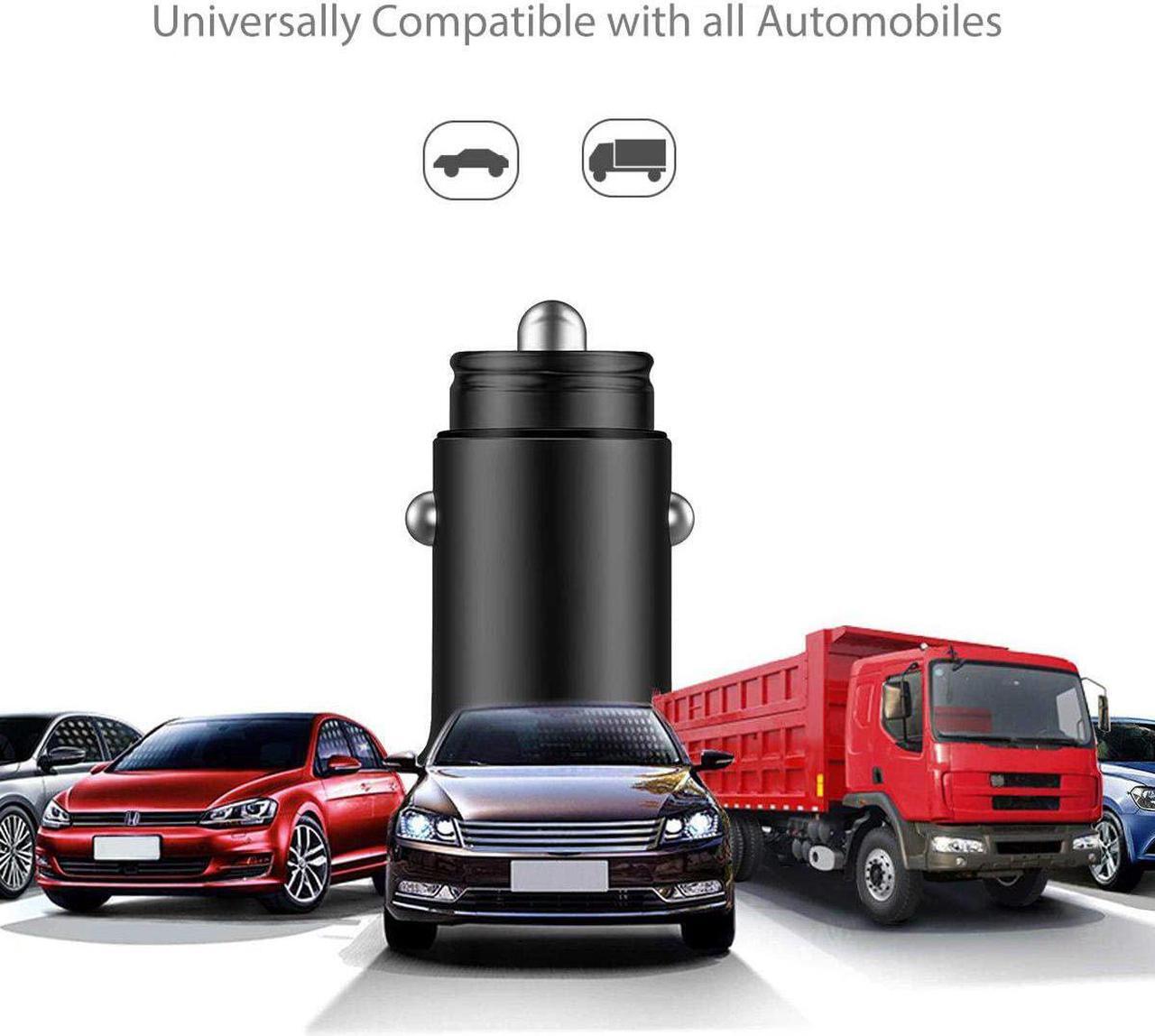 Alt view image 4 of 7 - BoxWave Car Charger Compatible with Panasonic Lumix S5IIX (DC-S5M2X) - Minimus Car Charger with DirectSync Cable (4W), Tiny Small Minimal Compact Dual Car Charger - Jet Black
