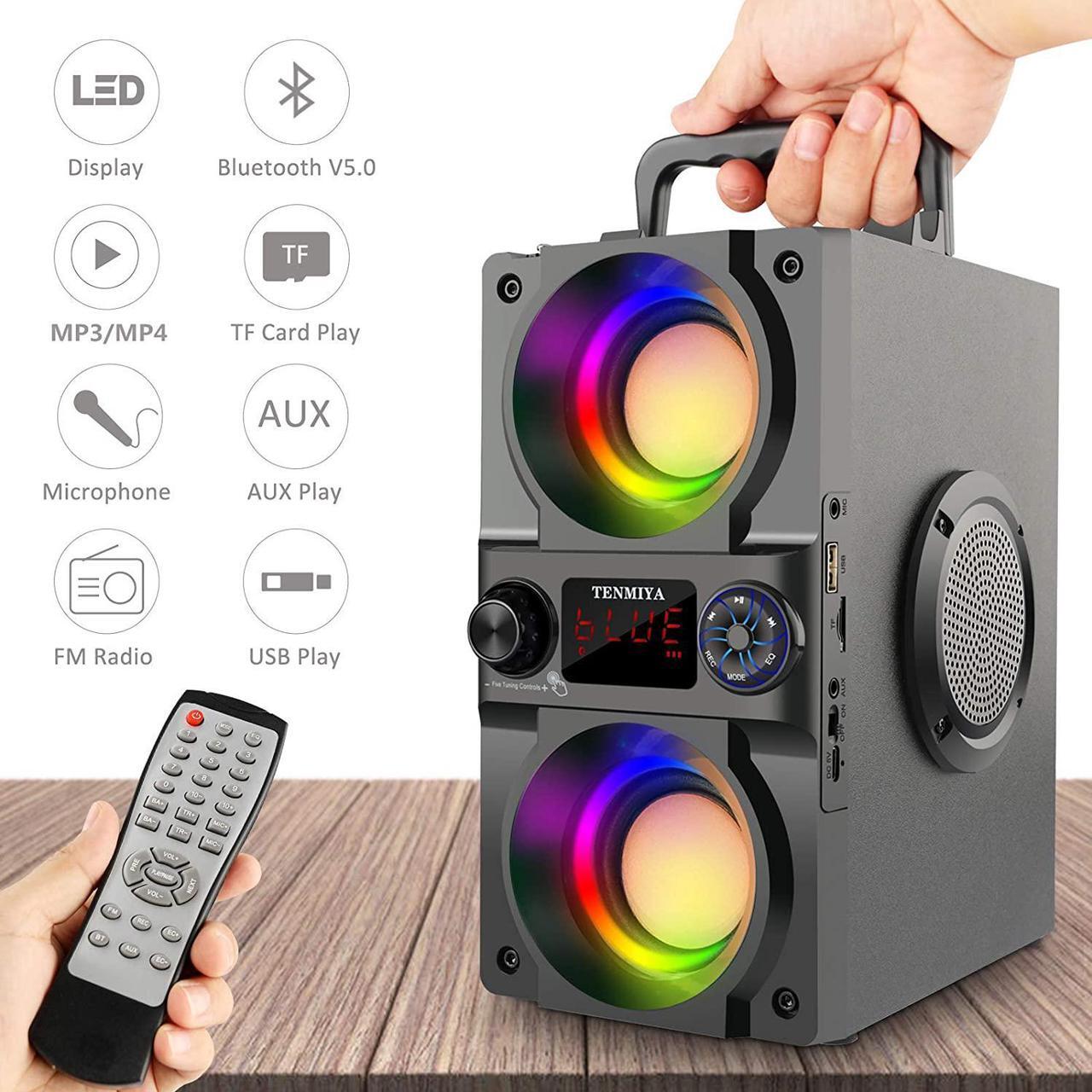 Alt view image 4 of 7 - Bluetooth Speaker, 40W (60W Peak) Portable Wireless Speaker with Colorful Lights, Double Subwoofer Heavy Bass, FM Radio, MP3 Player, Loud Stereo Speaker for Home Outdoor Party Camping