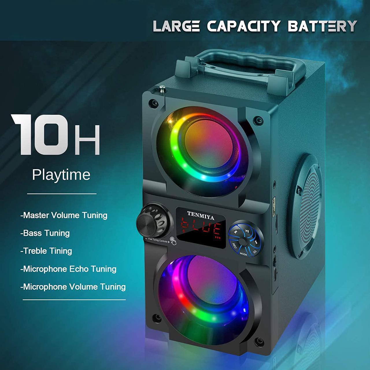 Alt view image 3 of 7 - Bluetooth Speaker, 40W (60W Peak) Portable Wireless Speaker with Colorful Lights, Double Subwoofer Heavy Bass, FM Radio, MP3 Player, Loud Stereo Speaker for Home Outdoor Party Camping