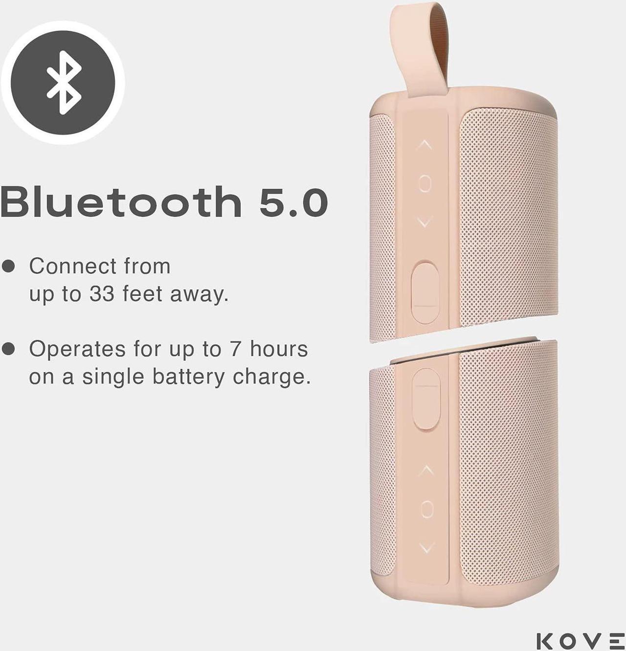 Alt view image 5 of 6 - Kove Commuter 2 Portable Speaker - Terracotta Speakers, Wireless with HD Louder Volume, Deep Bass Subwoofer, Microphone, IPX7 Water Resistant - Perfect Boom Box for Home, Outdoor or Travel