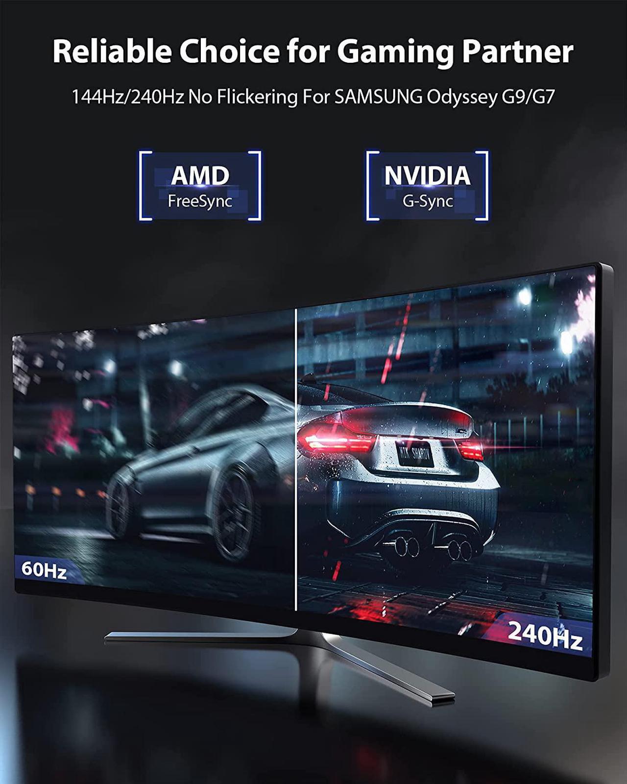 Alt view image 2 of 6 - Stouchi DisplayPort Cable, DP 1.4 Cable 8K 3M/10FT 8K@60Hz HBR3 4K@60Hz/144Hz/120Hz 5K@60Hz 2K@165Hz/240Hz Support FreeSync G-Sync HDR10 for Gaming Monitor Graphics Card (10FT)