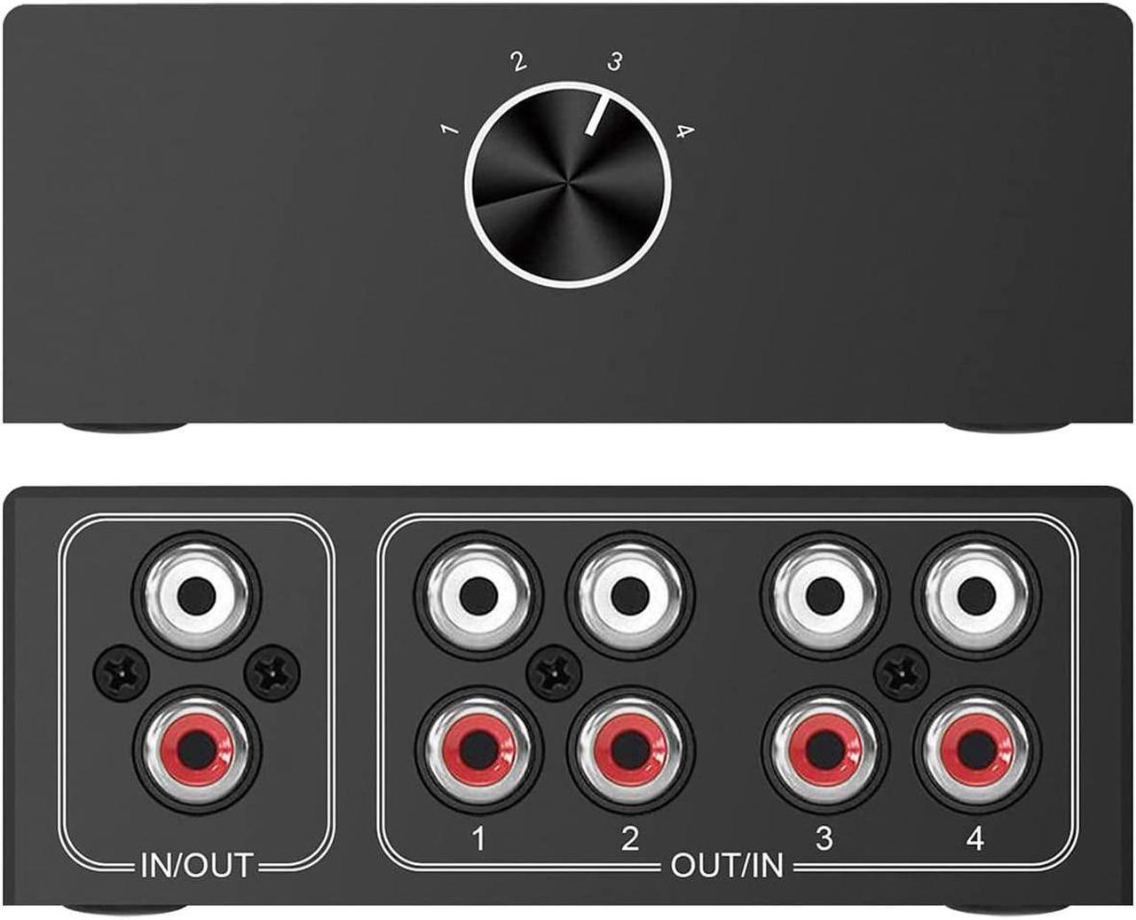 Main image of 4-Way Stereo L/R Sound Channel Bi-Directional Audio Switcher, 1 in 4 Out or 4 in 1 Out, L/R Sound Channel Audio Switch Splitter RCA Stereo Switch Selector for DVD Stereo Speaker CD Player
