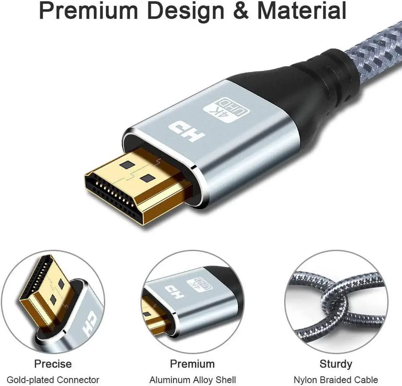 Alt view image 5 of 7 - HDMI Cable 4K 40 Foot, 4K 60HZ High Speed 18 Gbps HDMI 2.0 Cable, HDR, HDCP 2.2/1.4, 3D, 2160P,1080P 28AWG HDMI Cord for UHD Samsung TV, Monitor, PS4/3, Xbox One