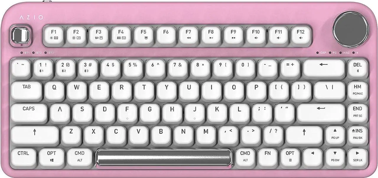 Alt view image 5 of 12 - Azio IK408 IZO Wireless BT5/USB PC & Mac Mechanical Keyboard, Pre-Lubed Red Switches, Pink Blossom