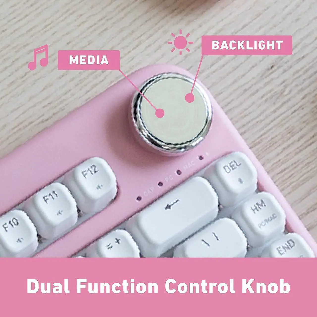 Alt view image 8 of 12 - Azio IK408 IZO Wireless BT5/USB PC & Mac Mechanical Keyboard, Pre-Lubed Red Switches, Pink Blossom