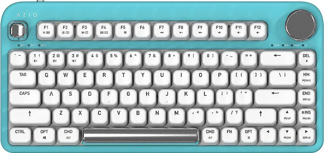 Alt view image 5 of 12 - Azio IK409 IZO Wireless BT5/USB PC & Mac Mechanical Keyboard, Pre-Lubed Red Switches, Mint Daisy