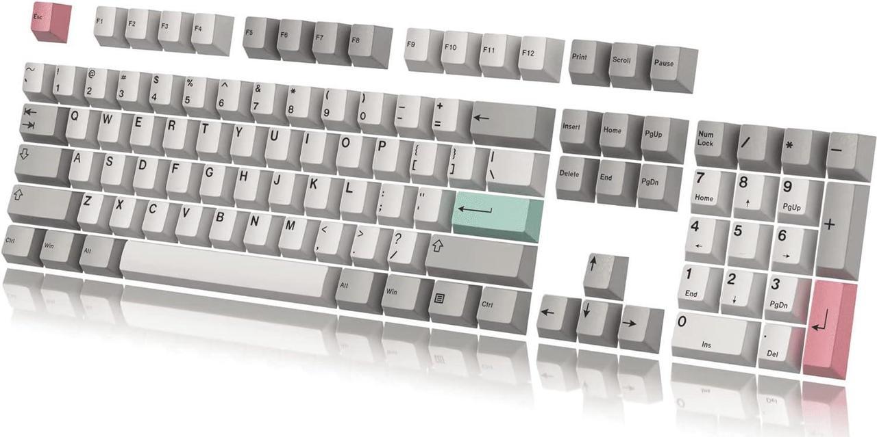 HK Gaming Custom Keycaps | Dye Sublimation PBT Keycap Set for Mechanical Keyboard | 139 Keys | Cherry Profile | ANSI US-Layout | Compatible with Cherry MX, Gateron, Kailh, Outemu | Modern Dolch Light