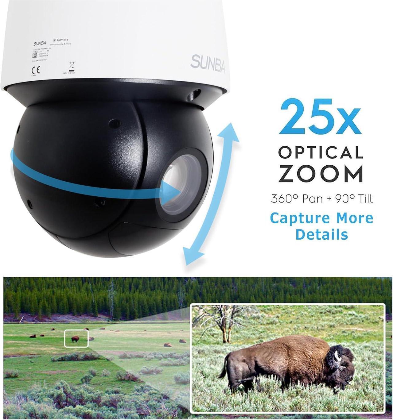 Alt view image 4 of 7 - SUNBA P525+ 3D Keyboard Bundle, 4MP PoE+ PTZ IP Security Camera Outdoor, 25X Optical Zoom, AI Auto Tracking, Two-Way Audio & IP67 Waterproof, 328ft Long Range Night Vision with Lighthunter IR