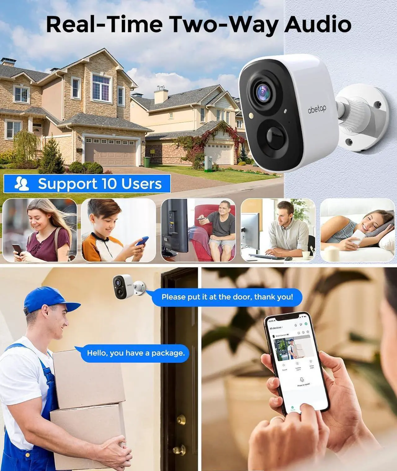 Alt view image 6 of 7 - Wireless Security Camera - Outdoor WiFi Security Cameras w/Color Night Vision, AI/PIR Detection, 2-Way Talk, Cloud/SD, Weatherproof, Battery Powered Outdoor Cameras for Home Security Outside