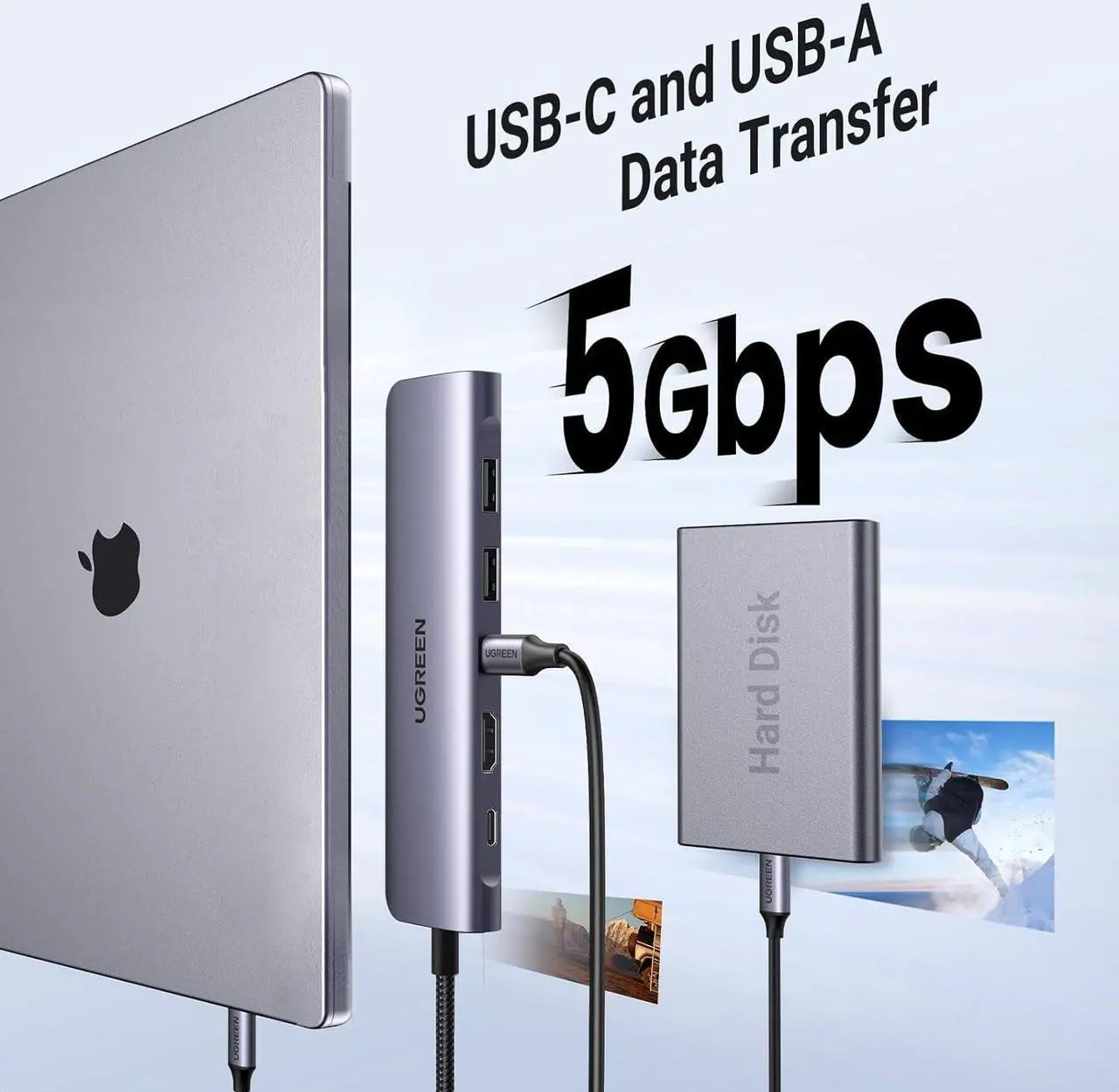 Alt view image 5 of 7 - UGREEN Revodok 1071 USB C Hub for Laptop 7 in 1 USB C Dongle 4K HDMI, 100W PD Charging, USB-C & 2 USB-A 5Gbps Data Ports, SD/TF Card Reader for MacBook Pro/Air, iPad Pro, XPS, Thinkpad