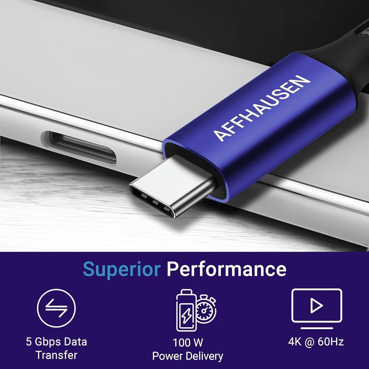Alt view image 4 of 6 - HM02 3-in-1 USB C Hub Multiport Adapter, with USB-A 5 Gbps Data Port, USB-C 100W Power Delivery, 4K UHD HDMI @ 60Hz - Ideal for iPhone 15, iPad Pro, MacBook Pro, XPS, Lenovo, Mobiles