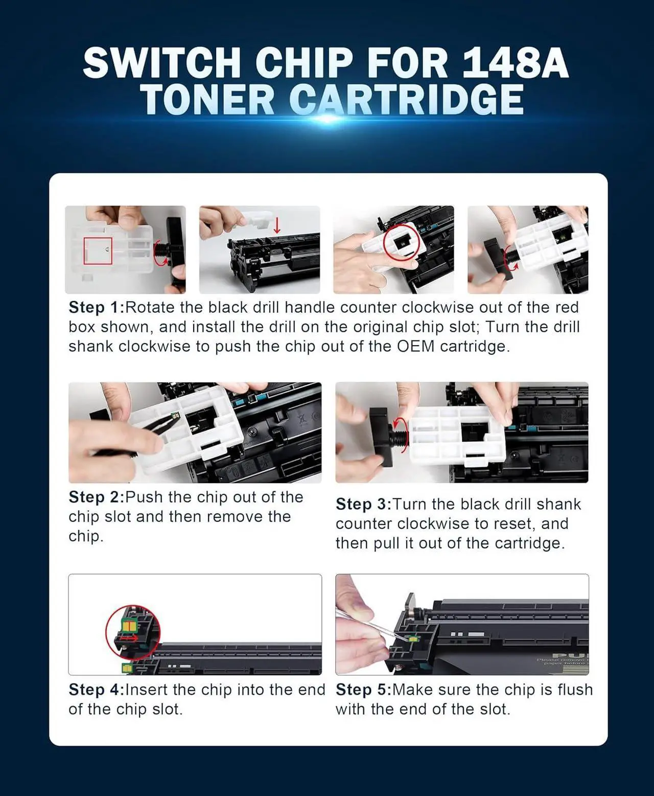 Alt view image 4 of 6 - 148A Toner Cartridge (No Chip) Replacement  148A Toner Cartridge, 148X W1480A W1480X Compatible  Laserjet Pro 4001dw 4001dn 4001n MFP 4101fdw 4101fdn Printers (1 Black Pack)