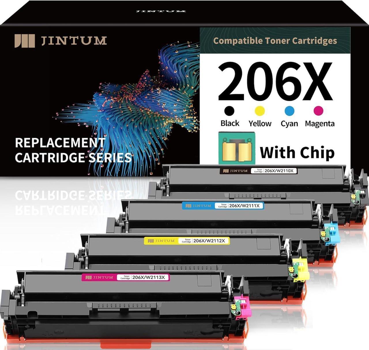 Main image of JINTUM 206X Compatible Toner Cartridges Replacement  206X 206A Toner Cartridge for MFP M283fdw M283cdw M283fdn M282nw M255dw M255nw Priner (with Chip)