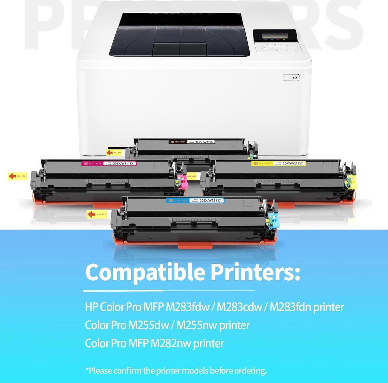 Alt view image 2 of 6 - JINTUM 206X Compatible Toner Cartridges Replacement  206X 206A Toner Cartridge for MFP M283fdw M283cdw M283fdn M282nw M255dw M255nw Priner (with Chip)