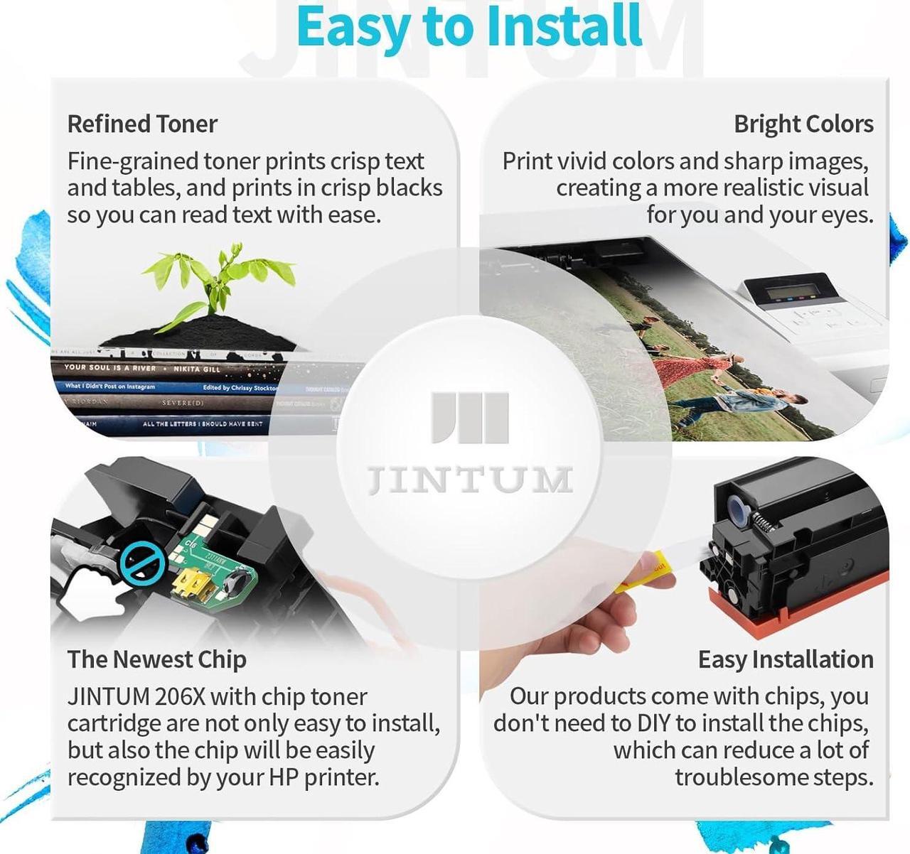 Alt view image 5 of 6 - JINTUM 206X Compatible Toner Cartridges Replacement  206X 206A Toner Cartridge for MFP M283fdw M283cdw M283fdn M282nw M255dw M255nw Priner (with Chip)