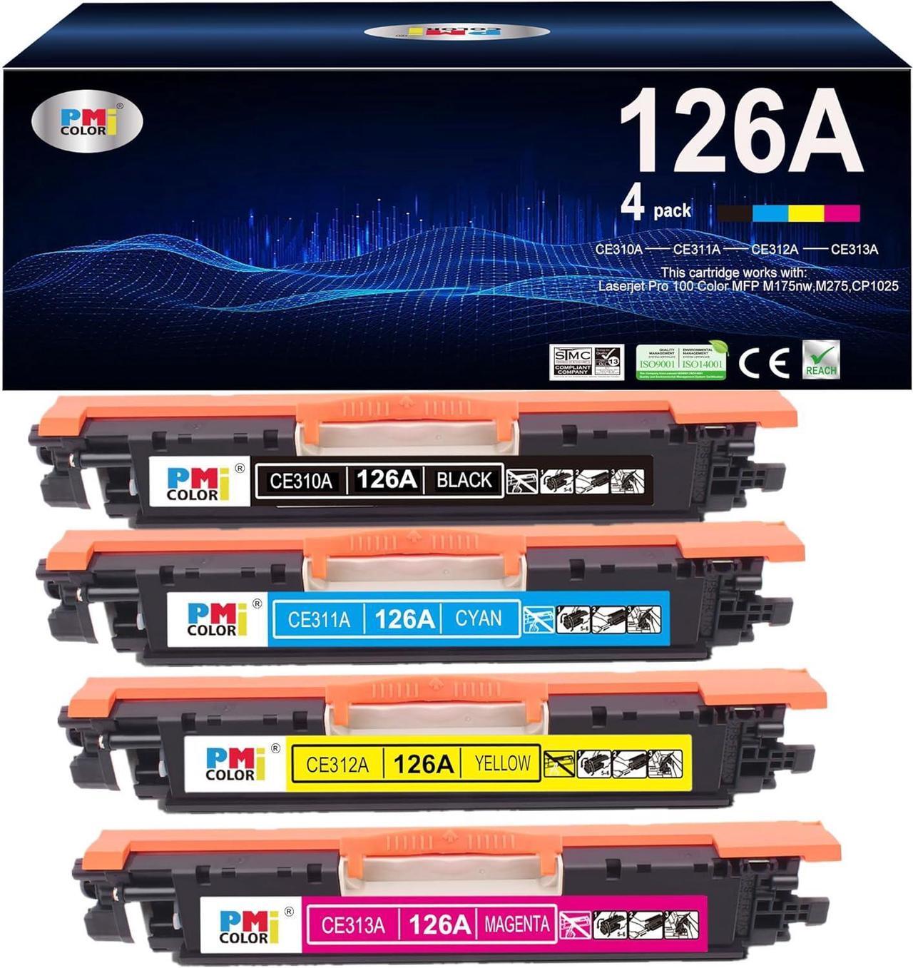 Main image of 126A Printer Toner Replacement  126A Toner Cartridge Fit  Laserjet Pro 100 Color MFP M175nw Toner,cp1025nw Toner,M275 Printer Ink (Black,Cyan, Magenta, Yellow 4-Pack)
