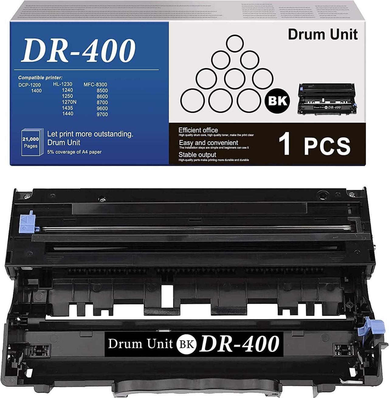 Main image of 1-Pack Black DR-400 DR400 Drum Unit Compatible Replacement for Brother DCP-1200 1400 HL-1230 1270N 1435 MFC-8300 8500 8600 P2500 8700 9600 9700 9800 IntelliFax-4100e 4100 4750 Printer
