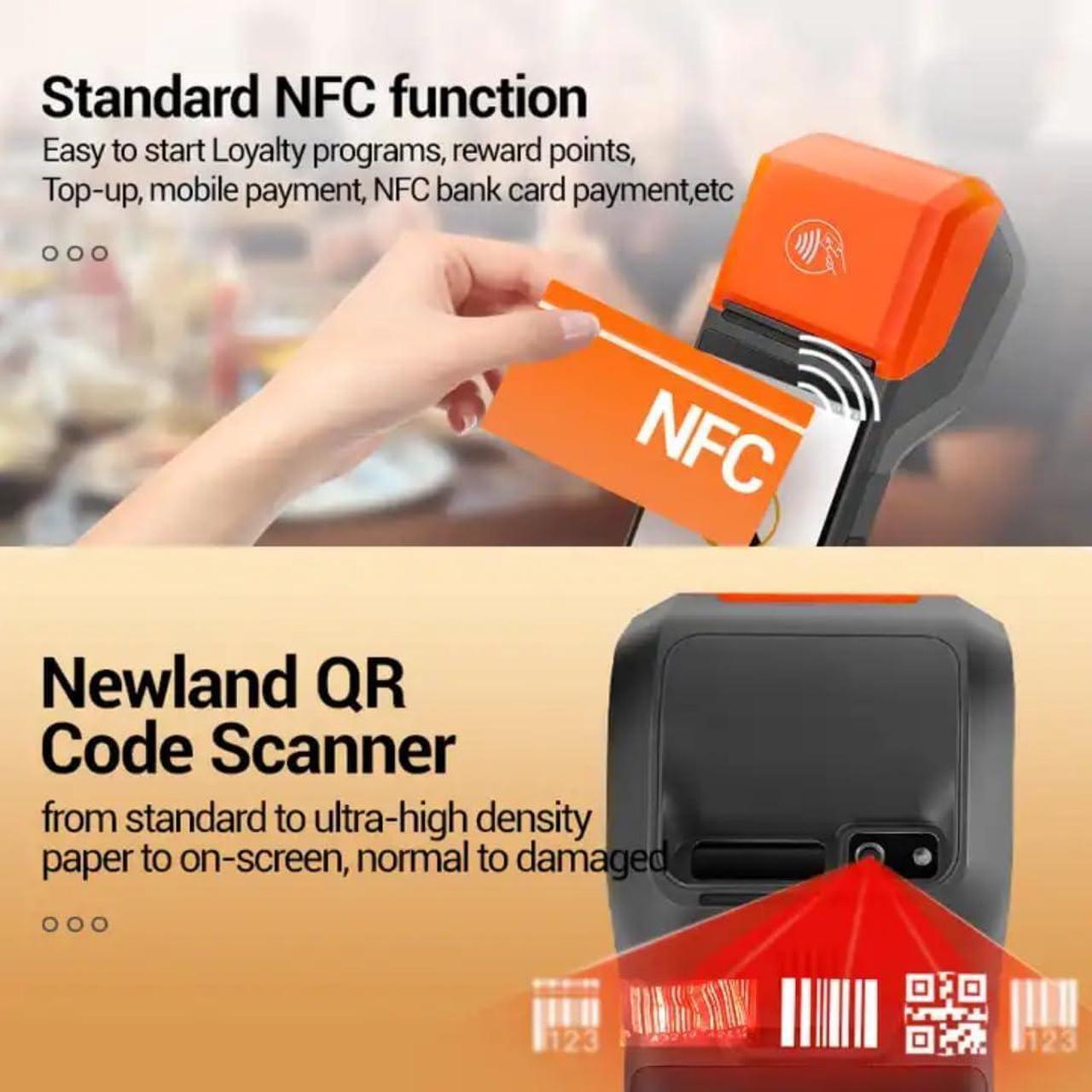 Alt view image 4 of 7 - POS PDA H10 Receipt Printer Android 13 and 58mm High Speed Thermal Printer 5.5 Touch Screen. Handheld Mobil Point of Sale Tablet. Scan 1D/2D/QR barcodes and NFC. 2GB Ram+16GB ROM