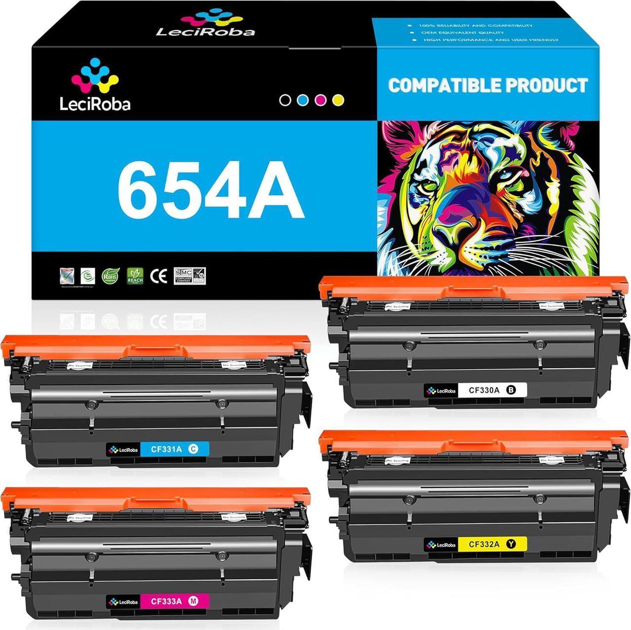 Main image of LeciRoba Remanufactured 654A Toner Cartridges Replacement  654A 654X CF330A CF331A CF332A CF333A  Color Laserjet Enterprise M651 Series M651dn M651n M651xh Printer (15,000 Pages, 4 Pack)