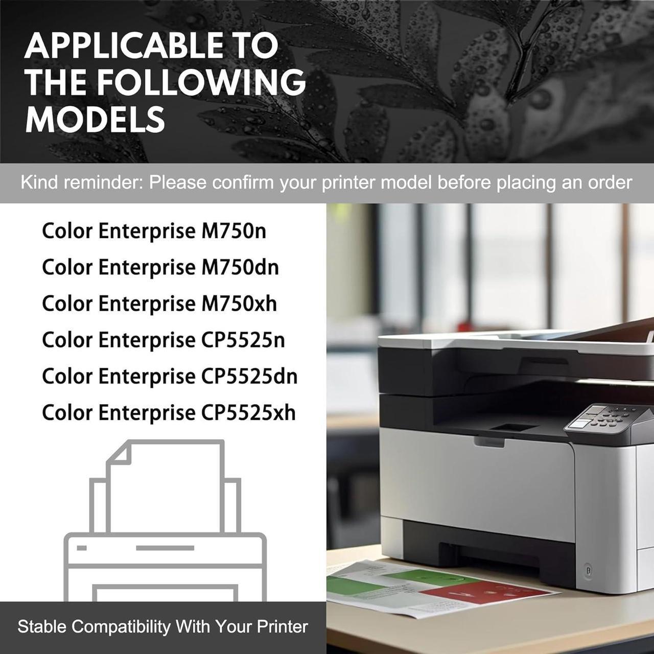 Alt view image 2 of 7 - 650A Toner Cartridges 4 Pack CE270A CE271A CE272A CE273A Replacement  650A Toner Color Enterprise CP5525 CP5525dn CP5525n CP5525xh M750dn M750n M750xh Printer (Black/Cyan/Magenta/Yellow)