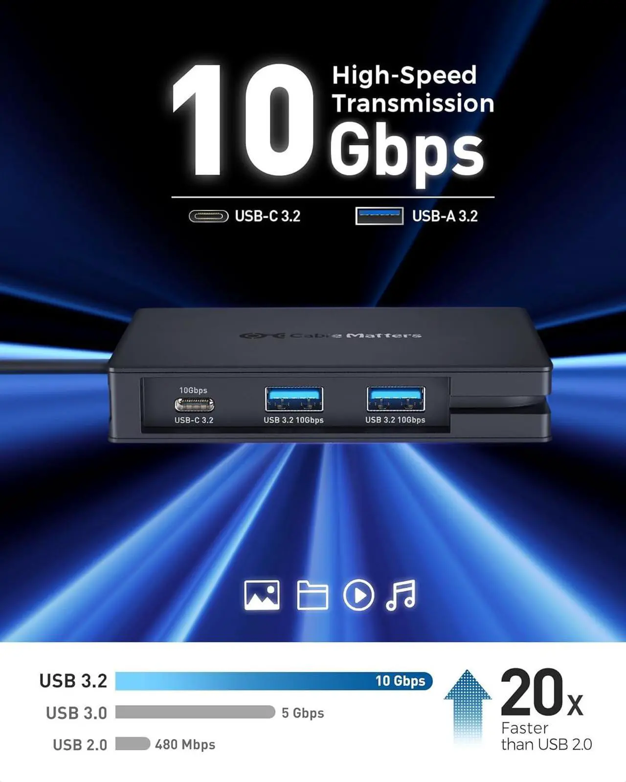 Alt view image 6 of 7 - Cable Matters 8-in-1 Portable 40Gbps Dual HDMI USB4 Hub, USB 4 Dock with 2X 4K@60Hz or 1x 4K@120Hz / 8K@30Hz, 100W PD, Gigabit Ethernet, Compatible with Thunderbolt 4 (*macOS's Display Limitation)