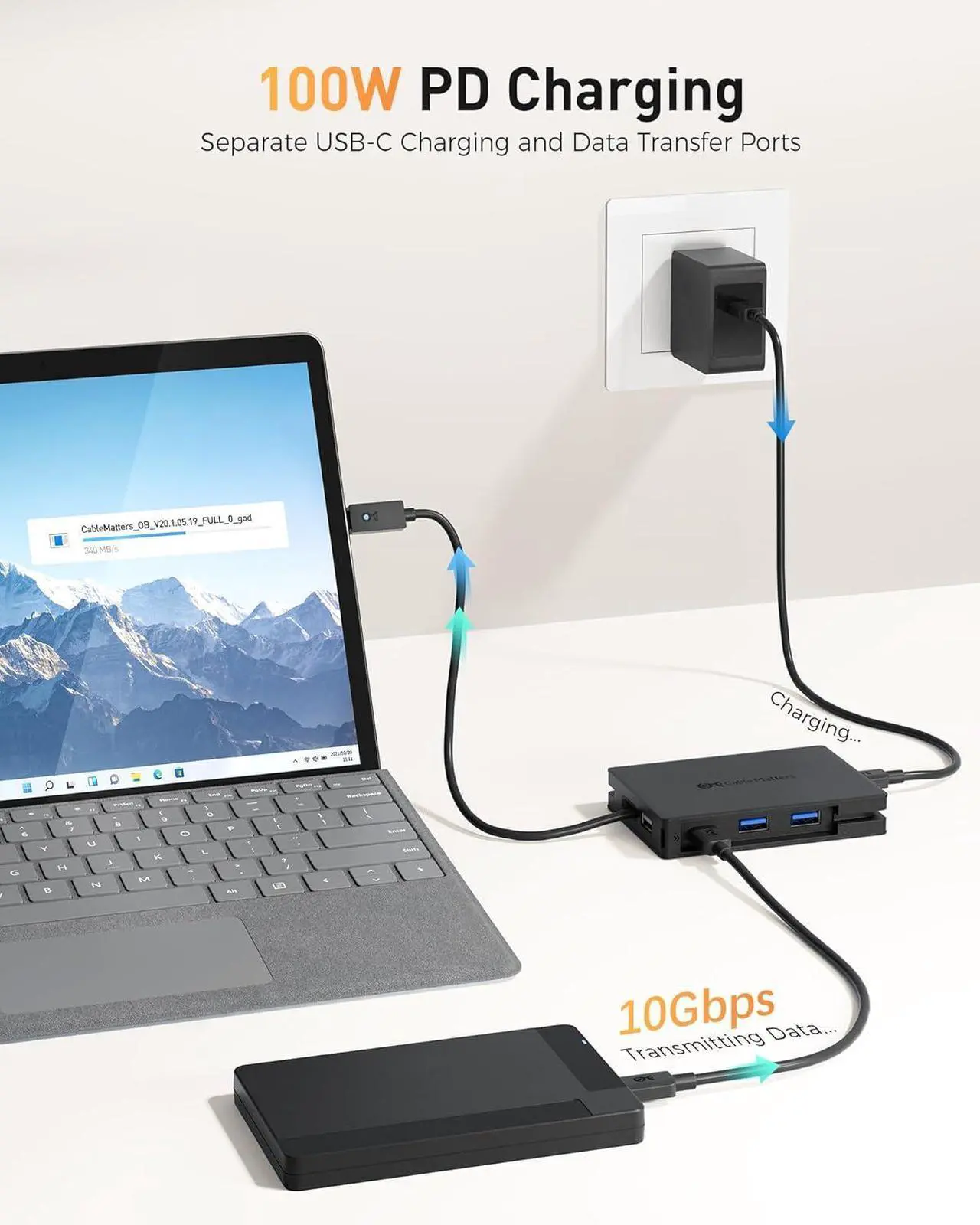 Alt view image 7 of 7 - Cable Matters 8-in-1 Portable 40Gbps Dual HDMI USB4 Hub, USB 4 Dock with 2X 4K@60Hz or 1x 4K@120Hz / 8K@30Hz, 100W PD, Gigabit Ethernet, Compatible with Thunderbolt 4 (*macOS's Display Limitation)