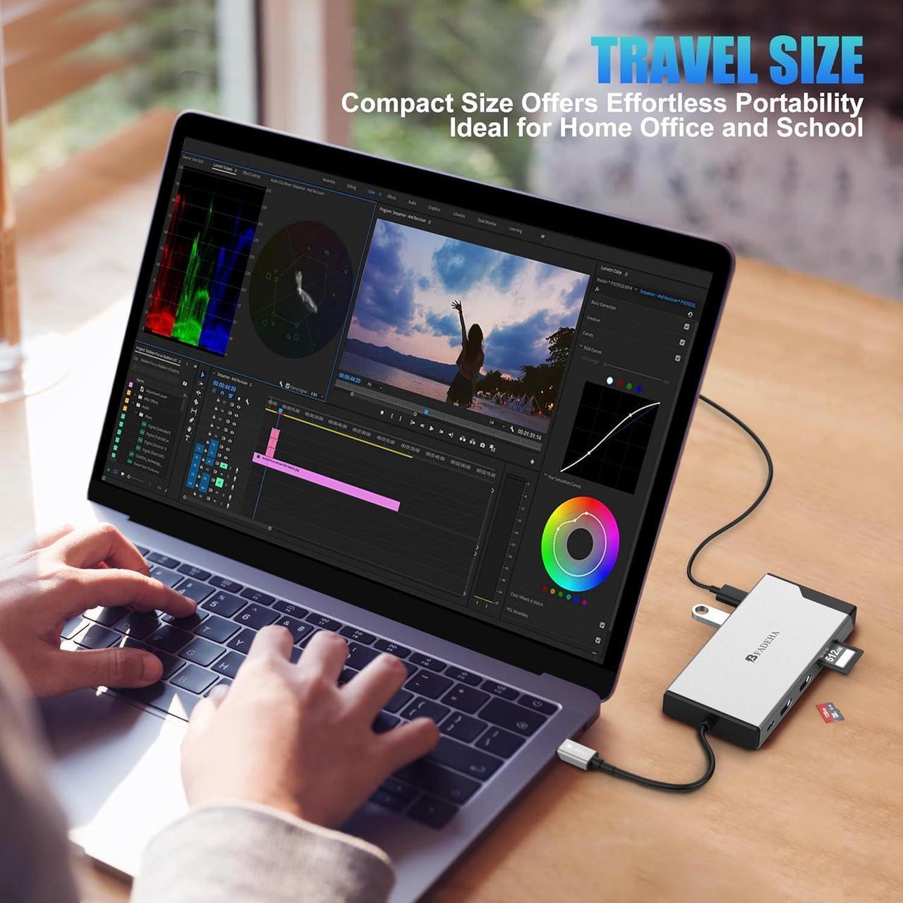 Alt view image 5 of 7 - Latest Version Displaylink Adapter Triple Monitor HDMI Display Docking Station for MacBook M1/M2/M3/Windows, USB C Laptop Computer Docking Station HDMI Splitter Extender VGA USB 3.0 Ethernet